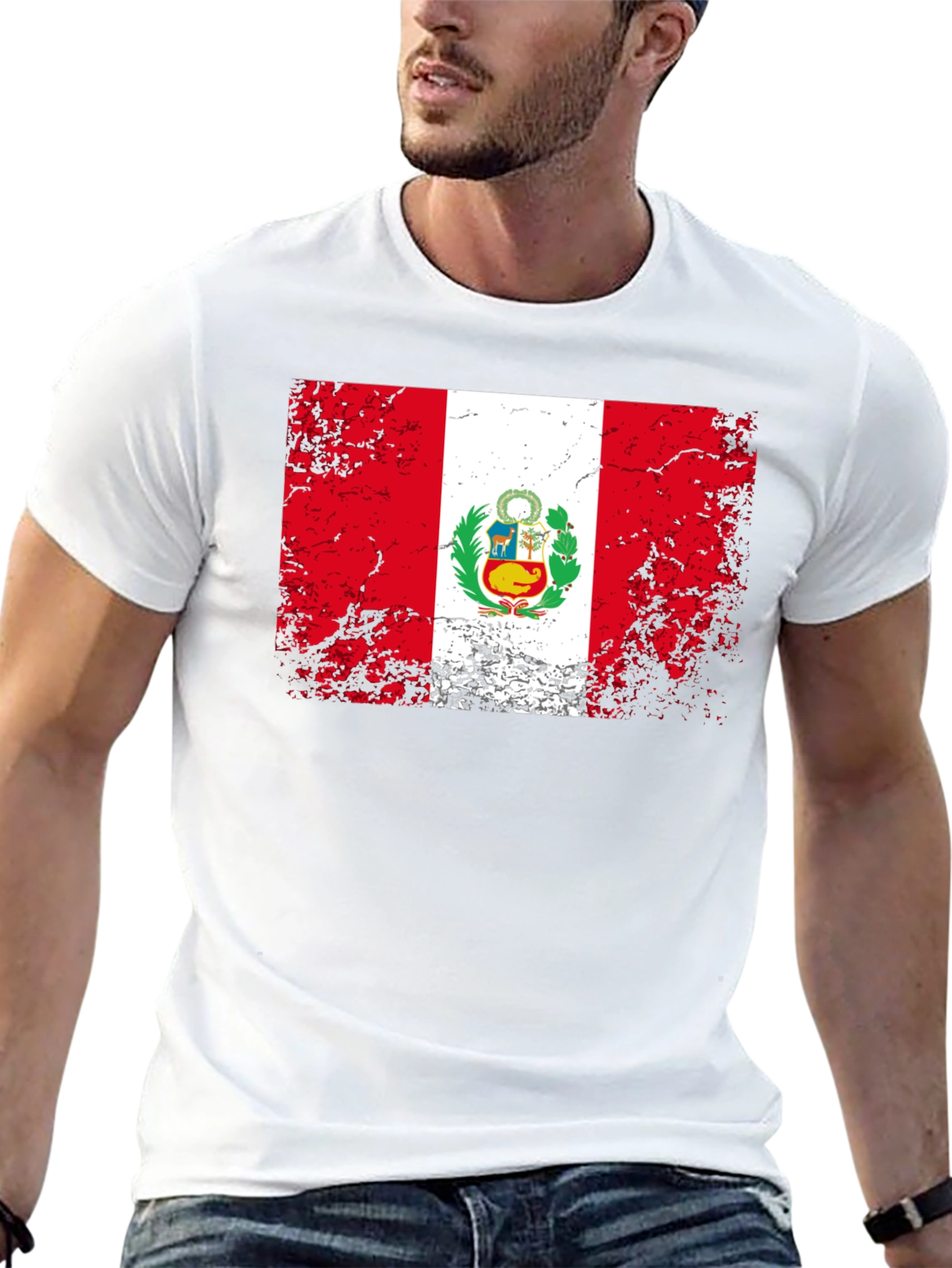 Peru Flag T-Shirt - Distressed Graphic Tee