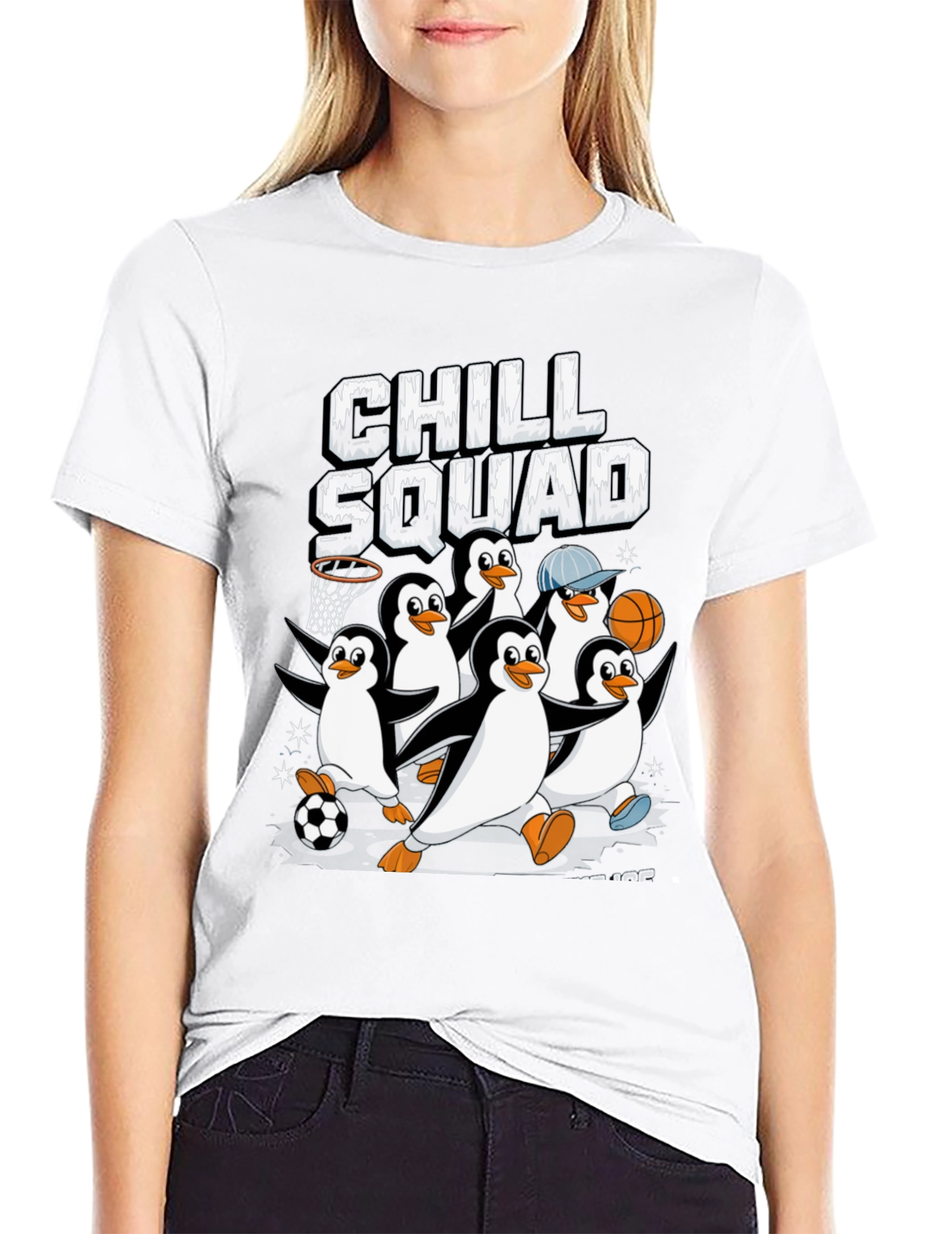 Chill Squad Penguin Graphic Tee - Black