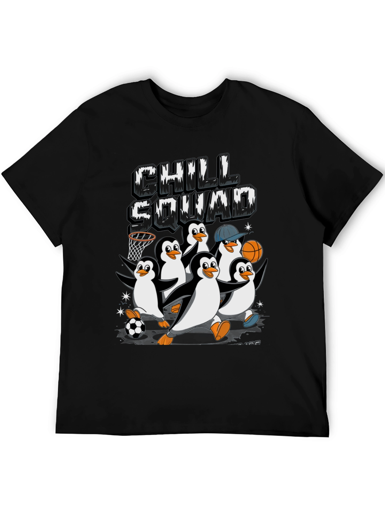 Chill Squad Penguin Graphic Tee - Black