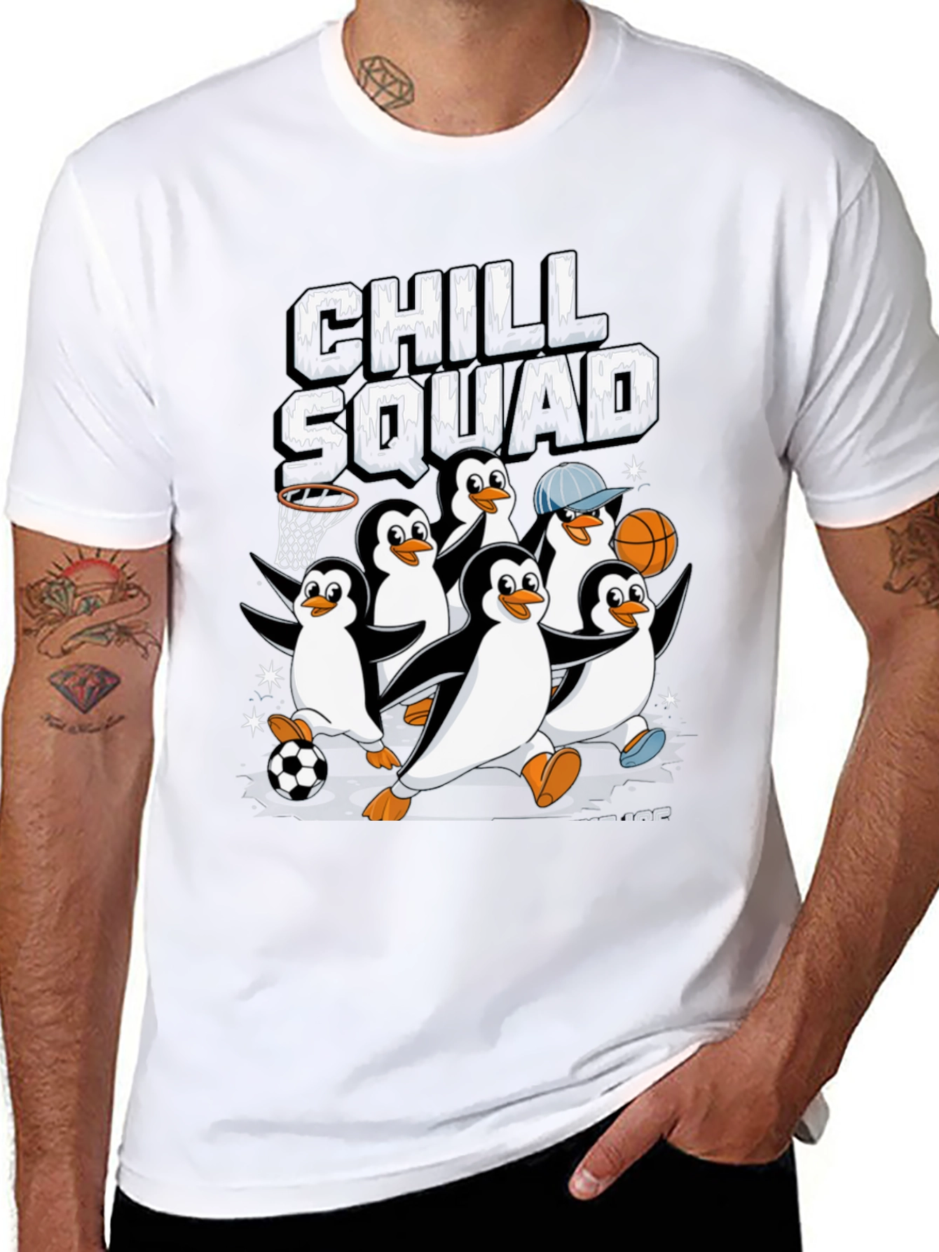 Chill Squad Penguin Graphic Tee - Black