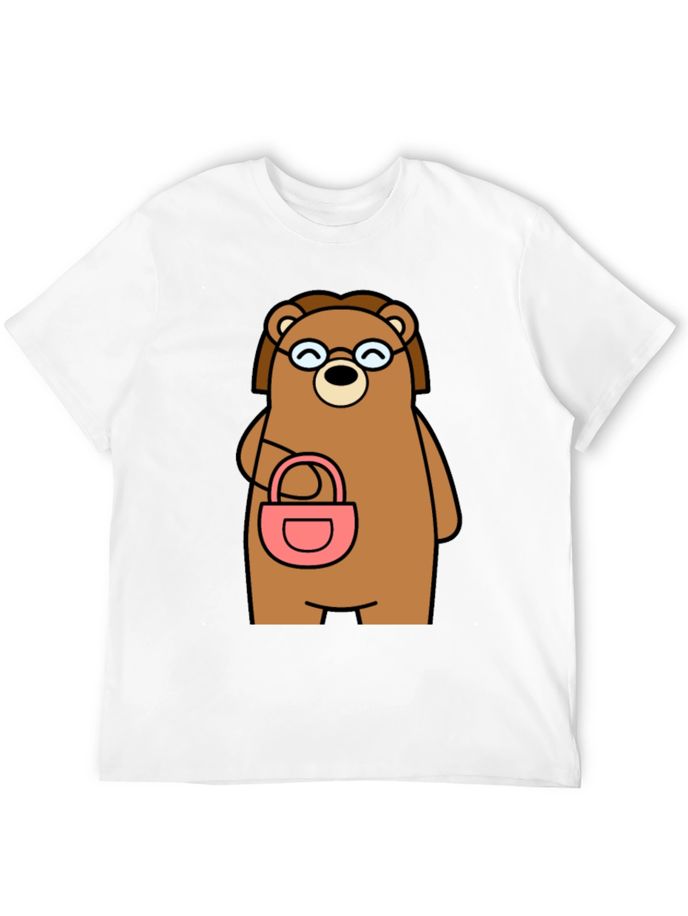 Cartoon Bear with Purse Graphic T-Shirt