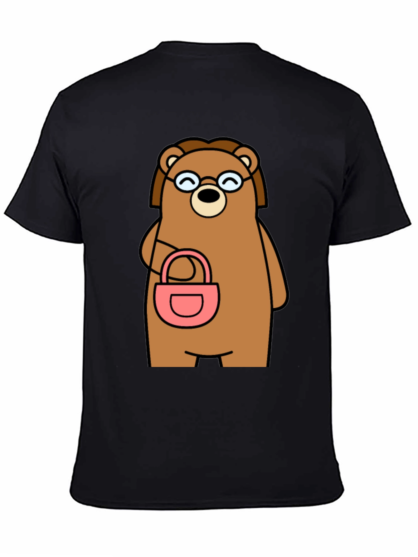 Cartoon Bear with Purse Graphic T-Shirt