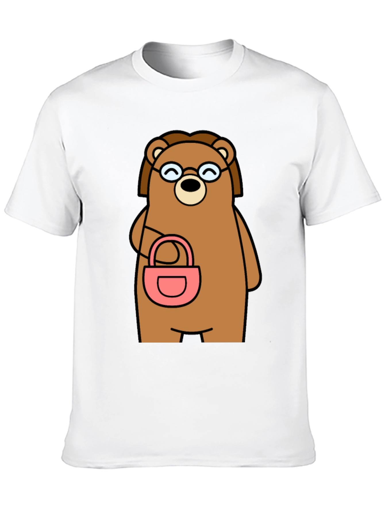Cartoon Bear with Purse Graphic T-Shirt