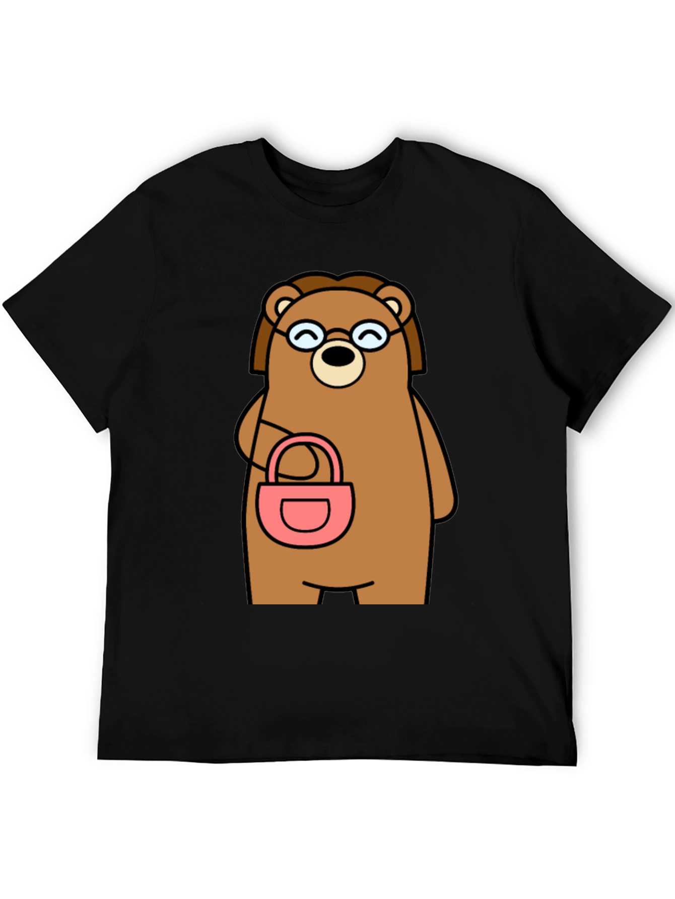 Cartoon Bear with Purse Graphic T-Shirt