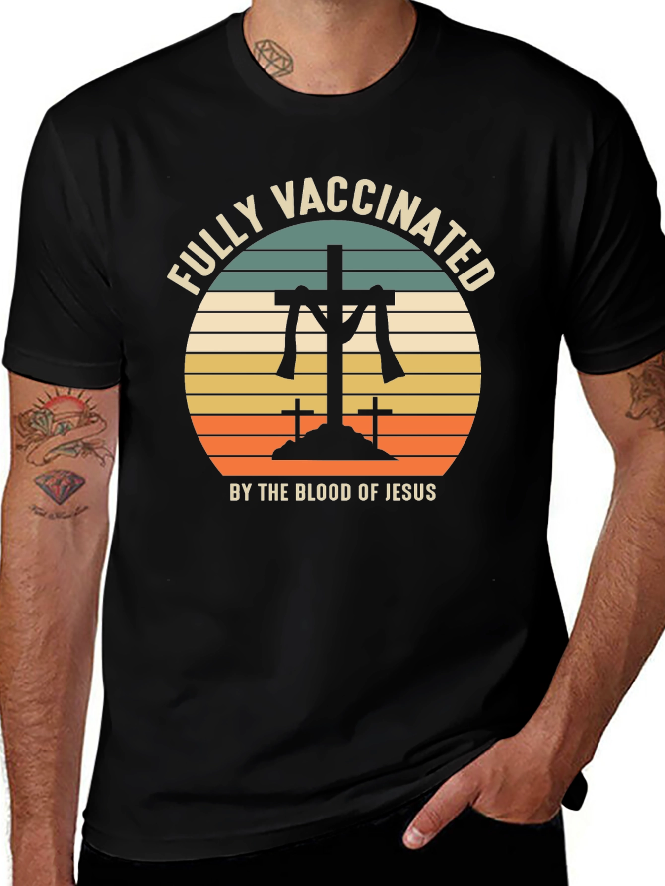 Fully Vaccinated by The Blood of Jesus Graphic T-Shirt