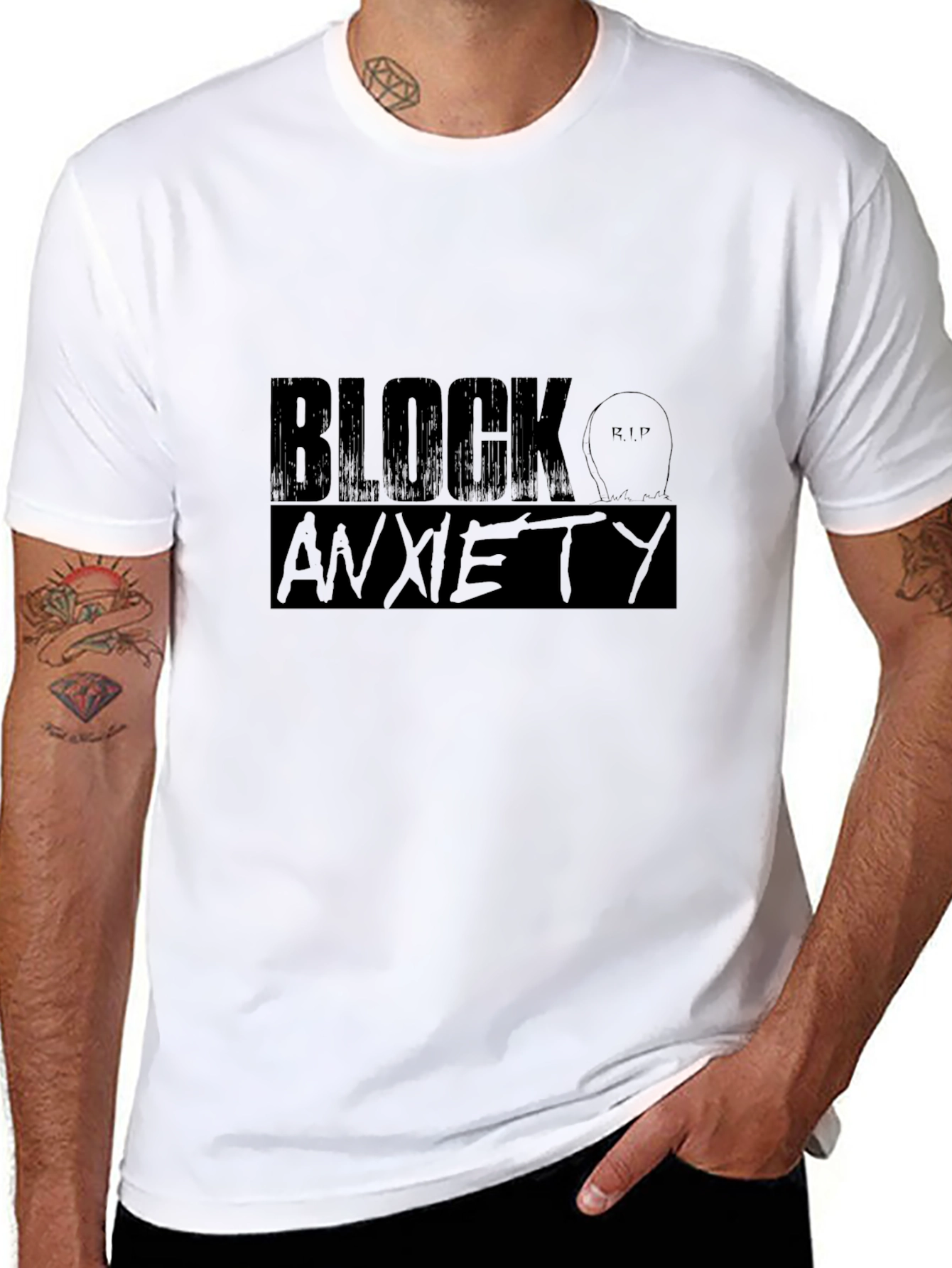 Block Anxiety Black Graphic Tee - RIP Anxiety
