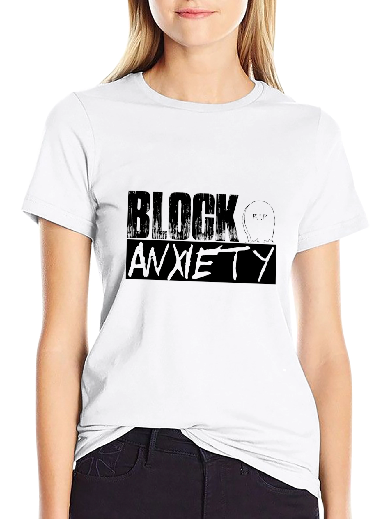 Block Anxiety Black Graphic Tee - RIP Anxiety