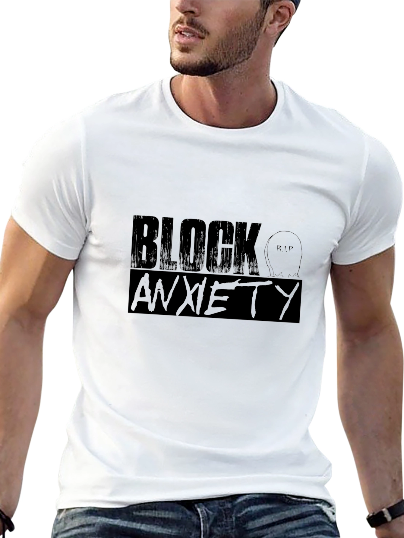 Block Anxiety Black Graphic Tee - RIP Anxiety