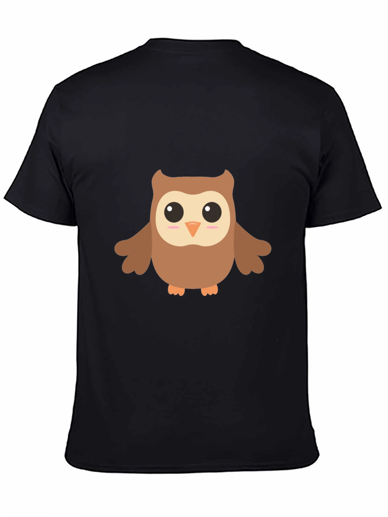 Cute Cartoon Owl Graphic Black T-Shirt