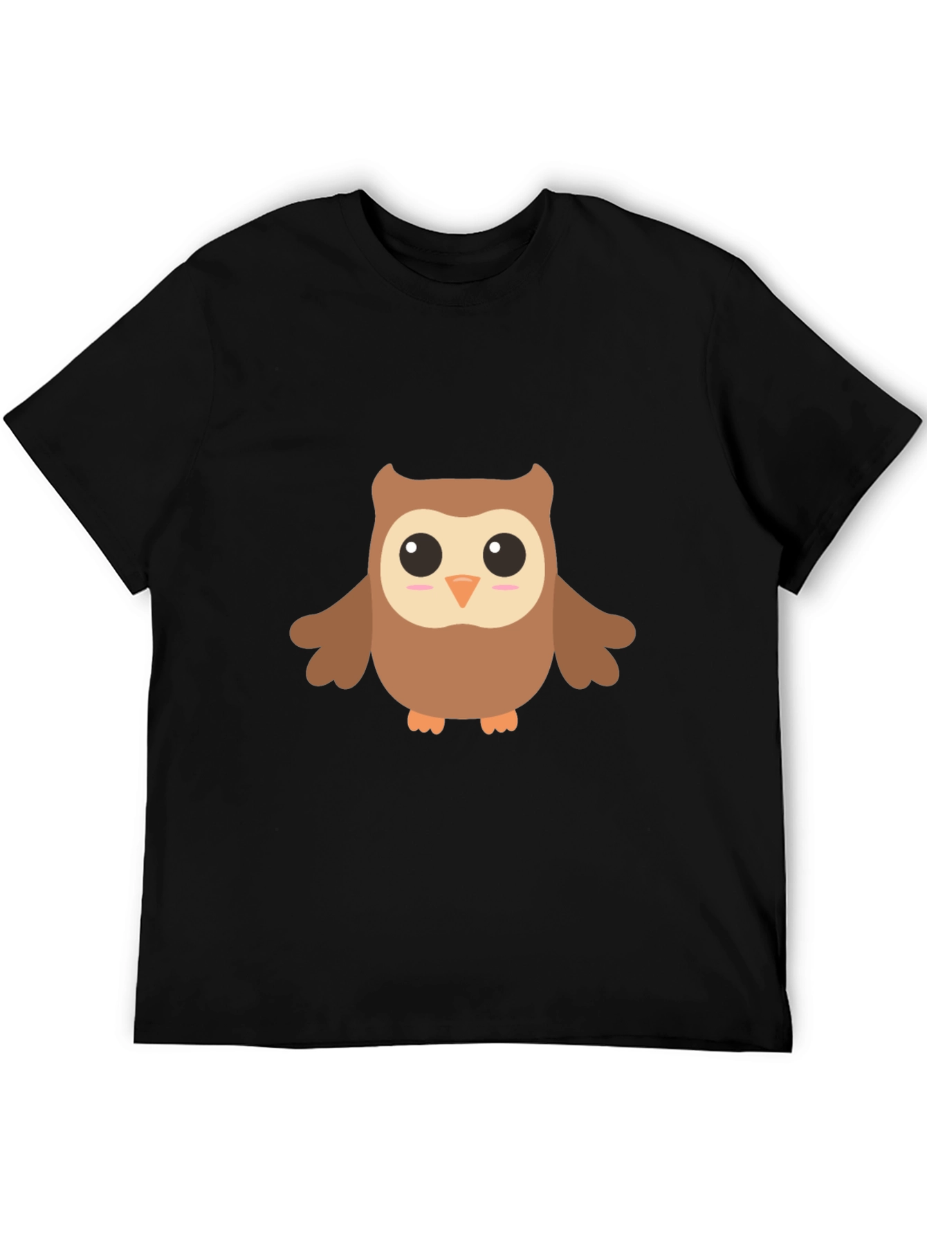 Cute Cartoon Owl Graphic Black T-Shirt