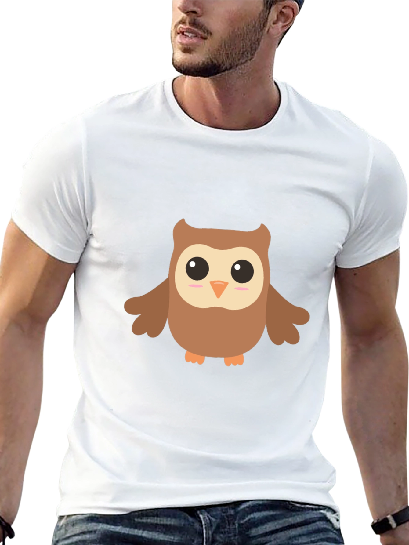 Cute Cartoon Owl Graphic Black T-Shirt