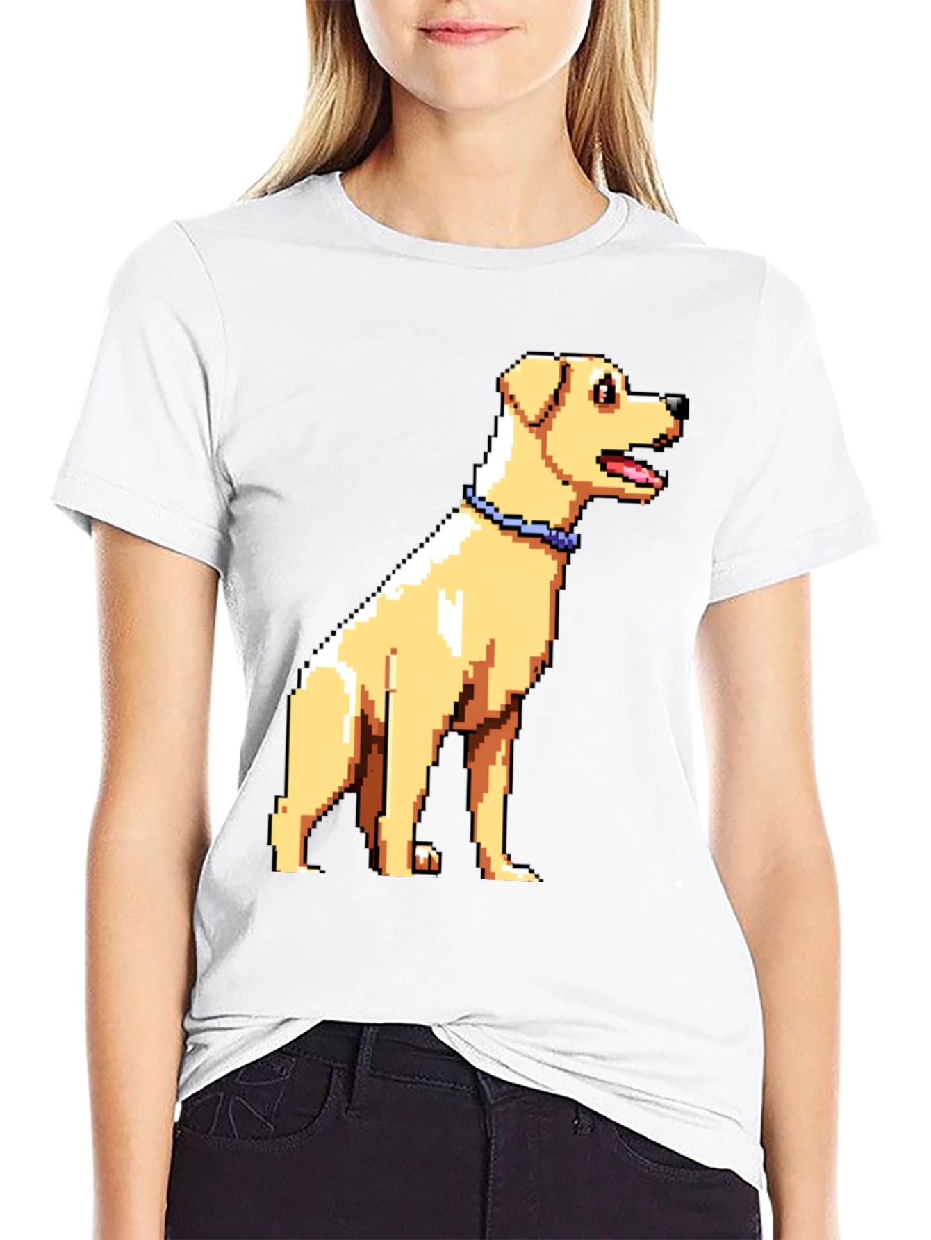 Pixel Art Dog Graphic T-Shirt