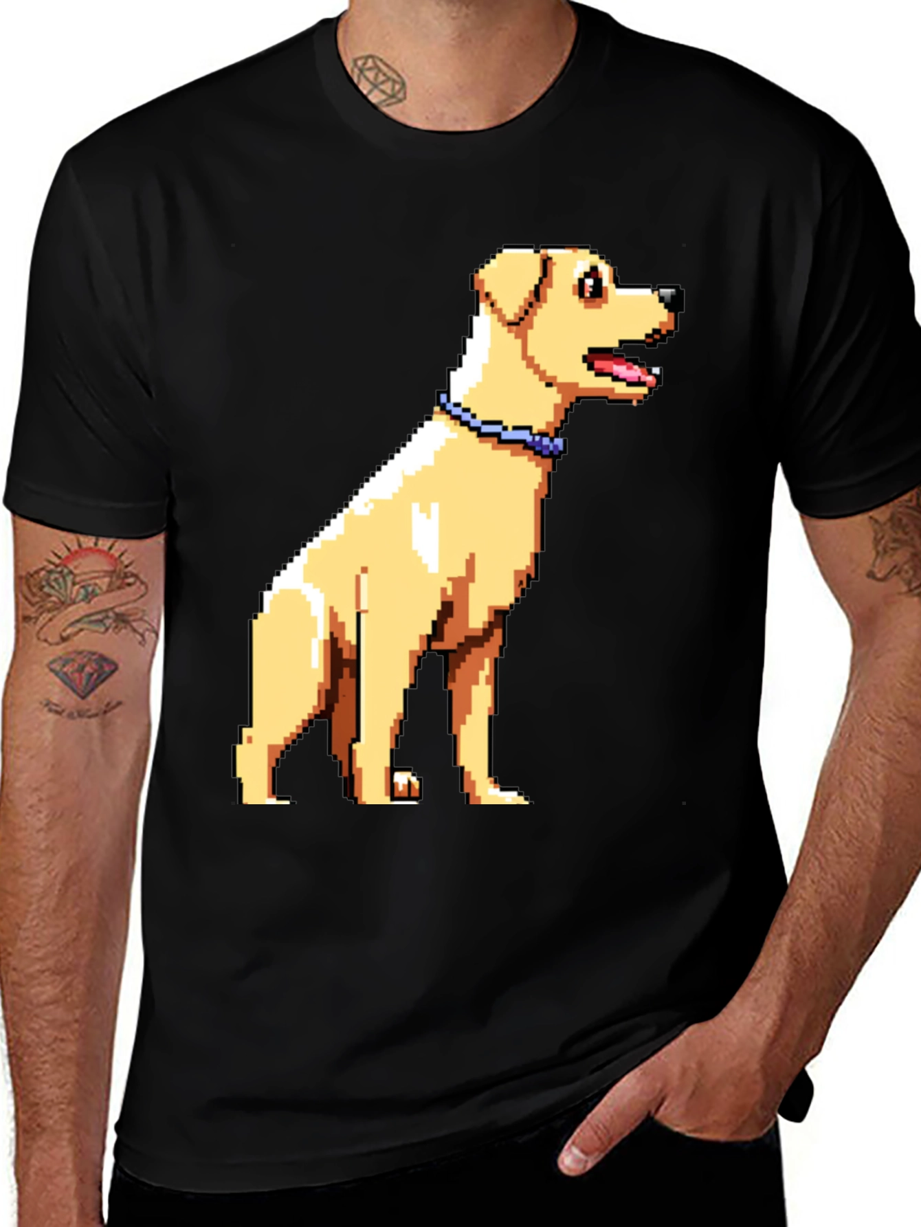 Pixel Art Dog Graphic T-Shirt