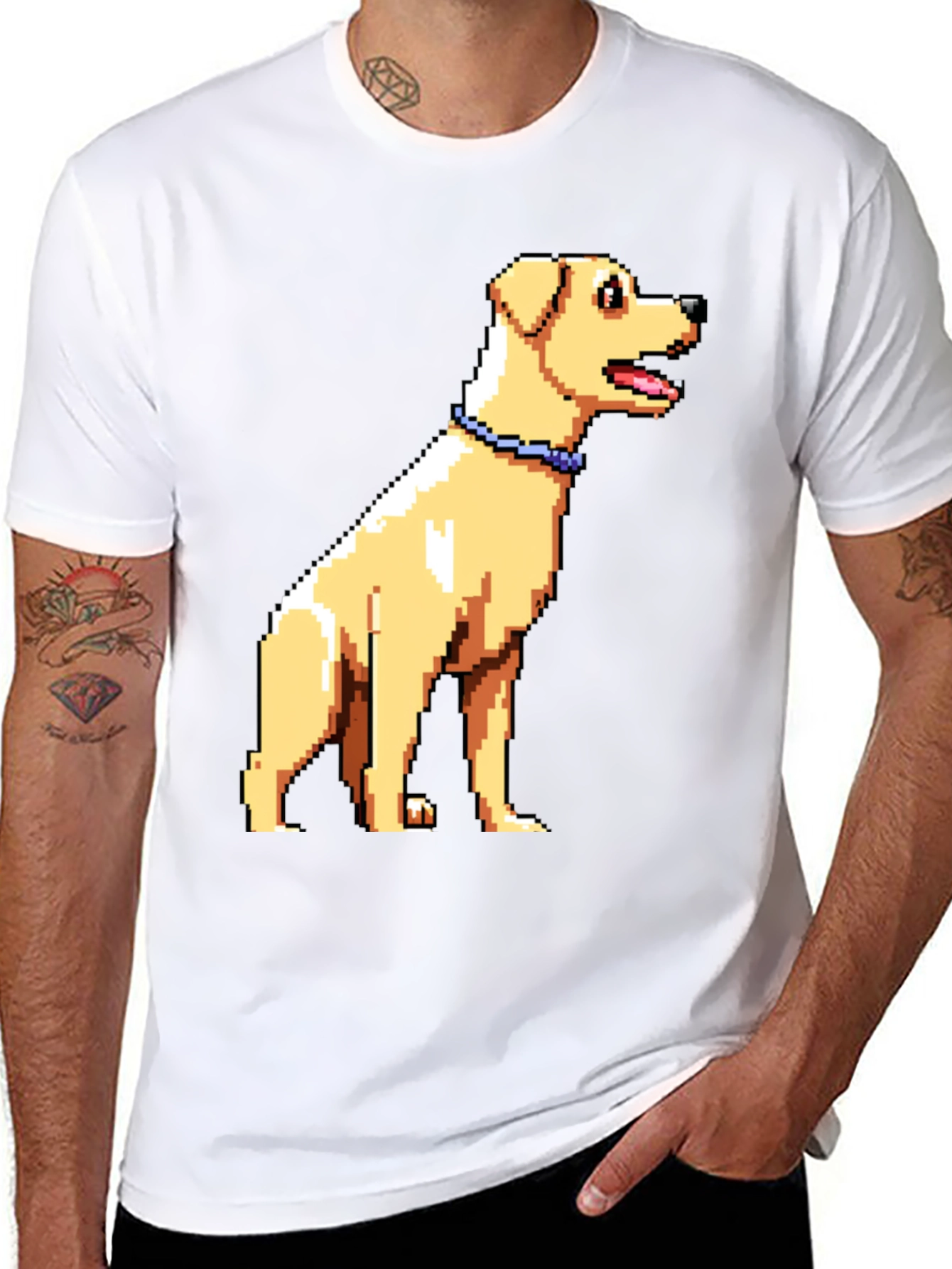 Pixel Art Dog Graphic T-Shirt
