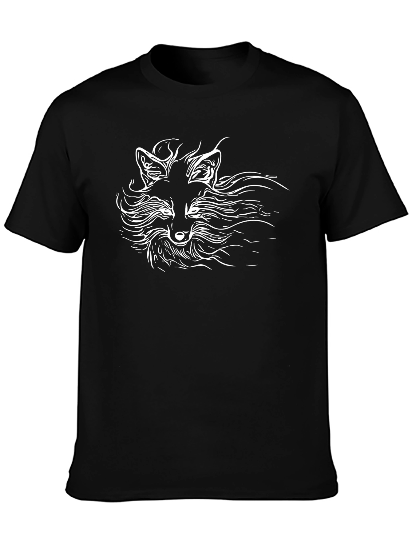 Fox Graphic Print Black T-Shirt
