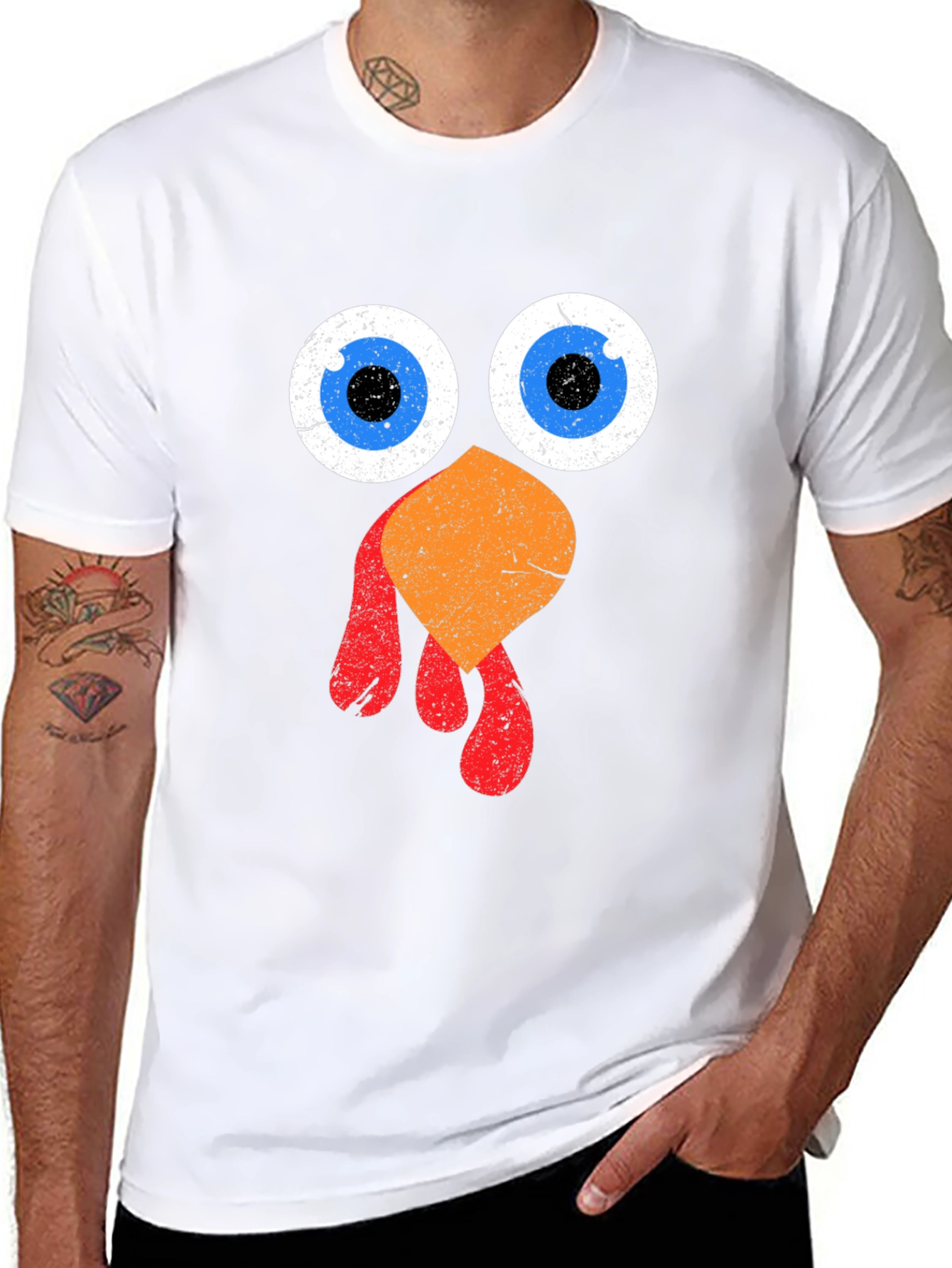 Funny Thanksgiving Turkey Face Graphic Tee