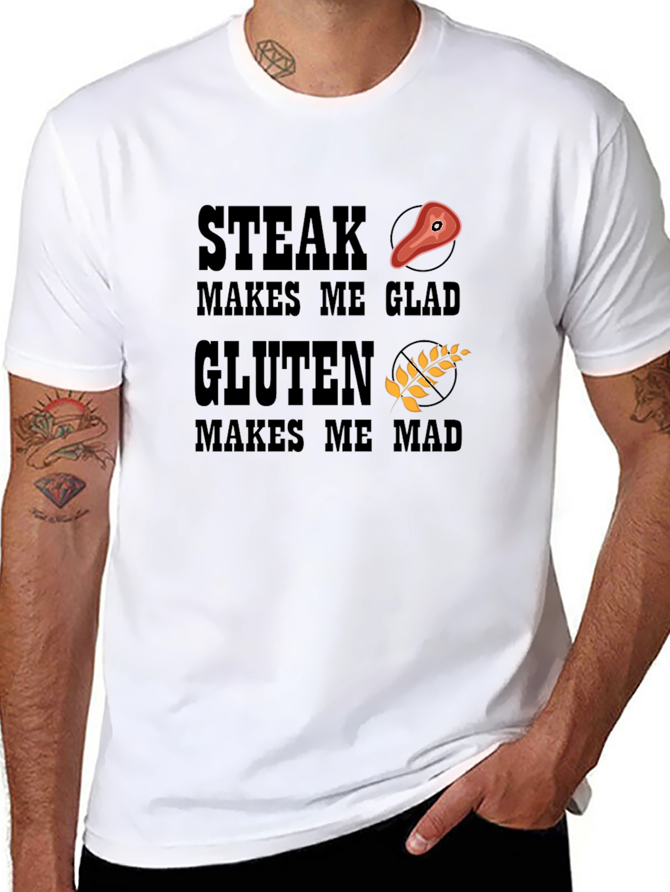 Steak Makes Me Glad Gluten Makes Me Mad T-Shirt