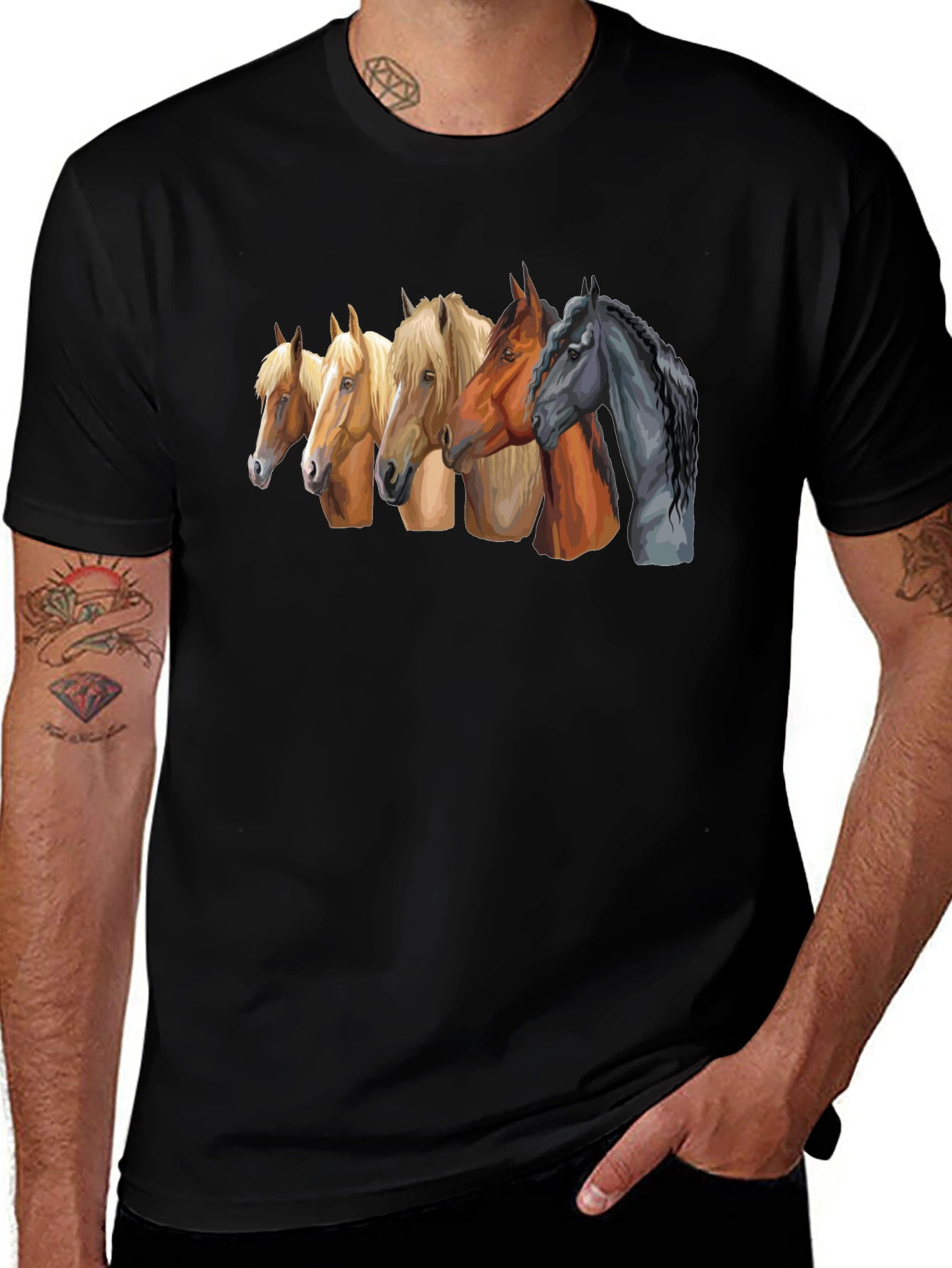 Horse Breed Tee - Black Graphic T-Shirt