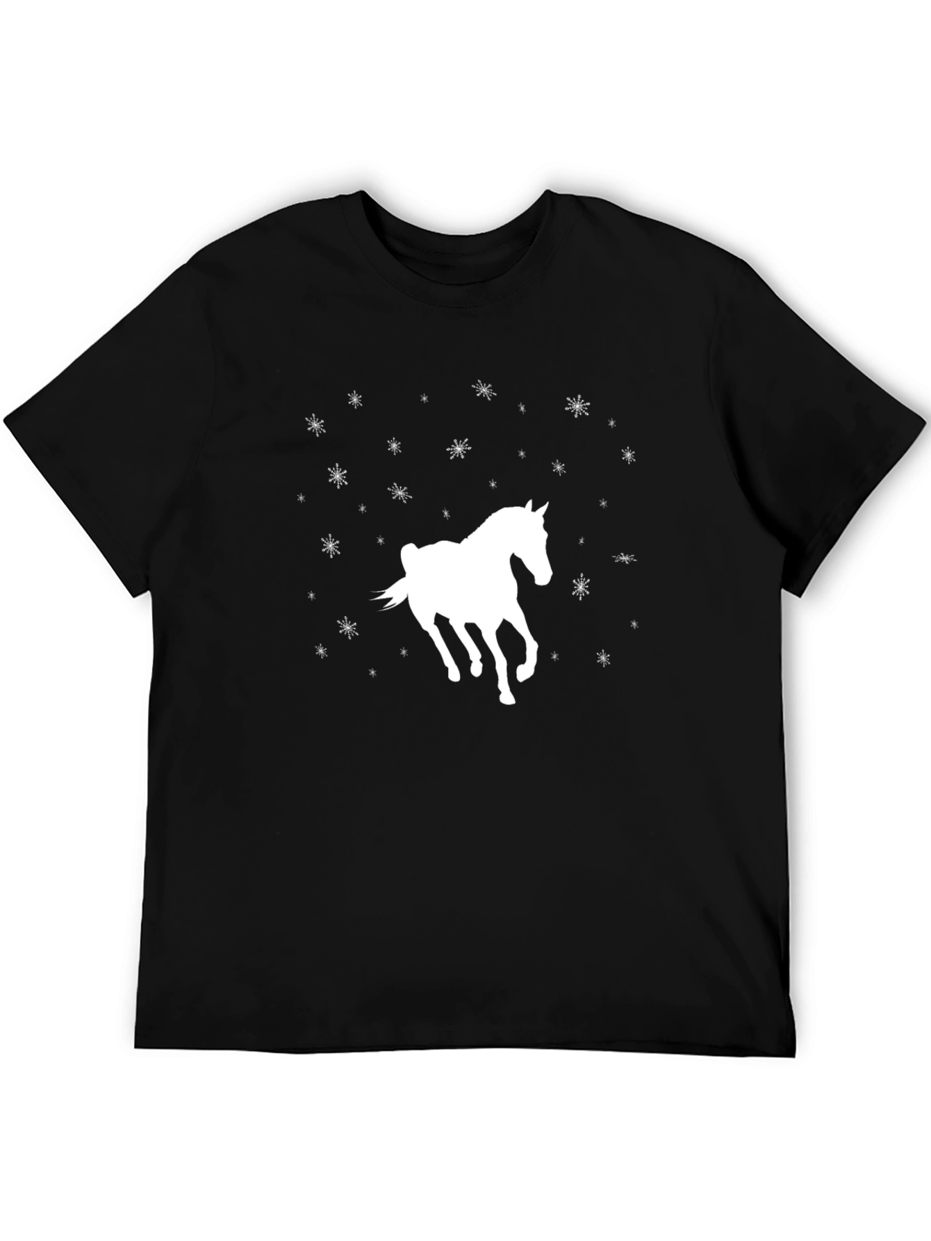 Horse & Snowflake Black Graphic Tee