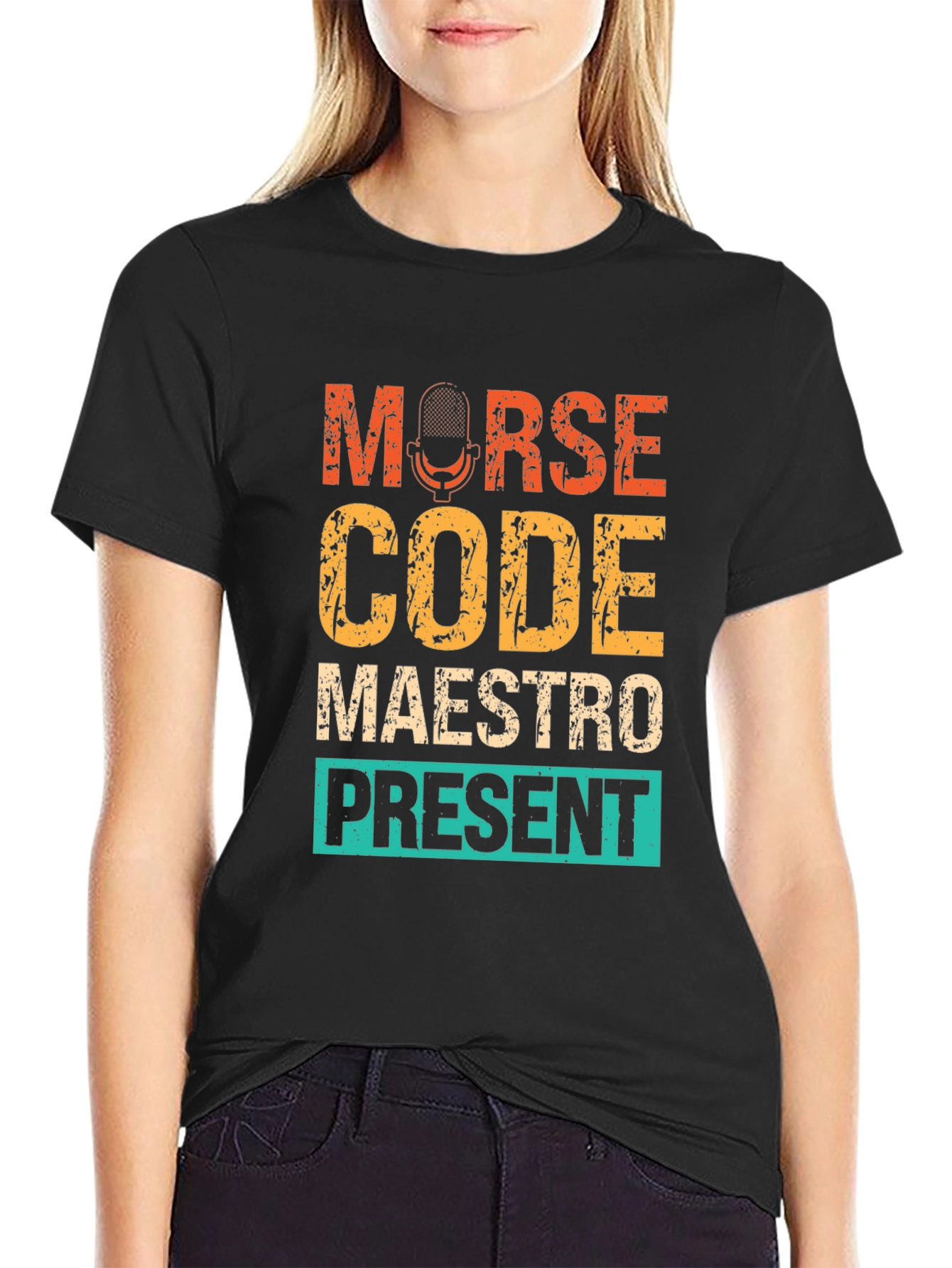 Morse Code Maestro Present T-Shirt - Black