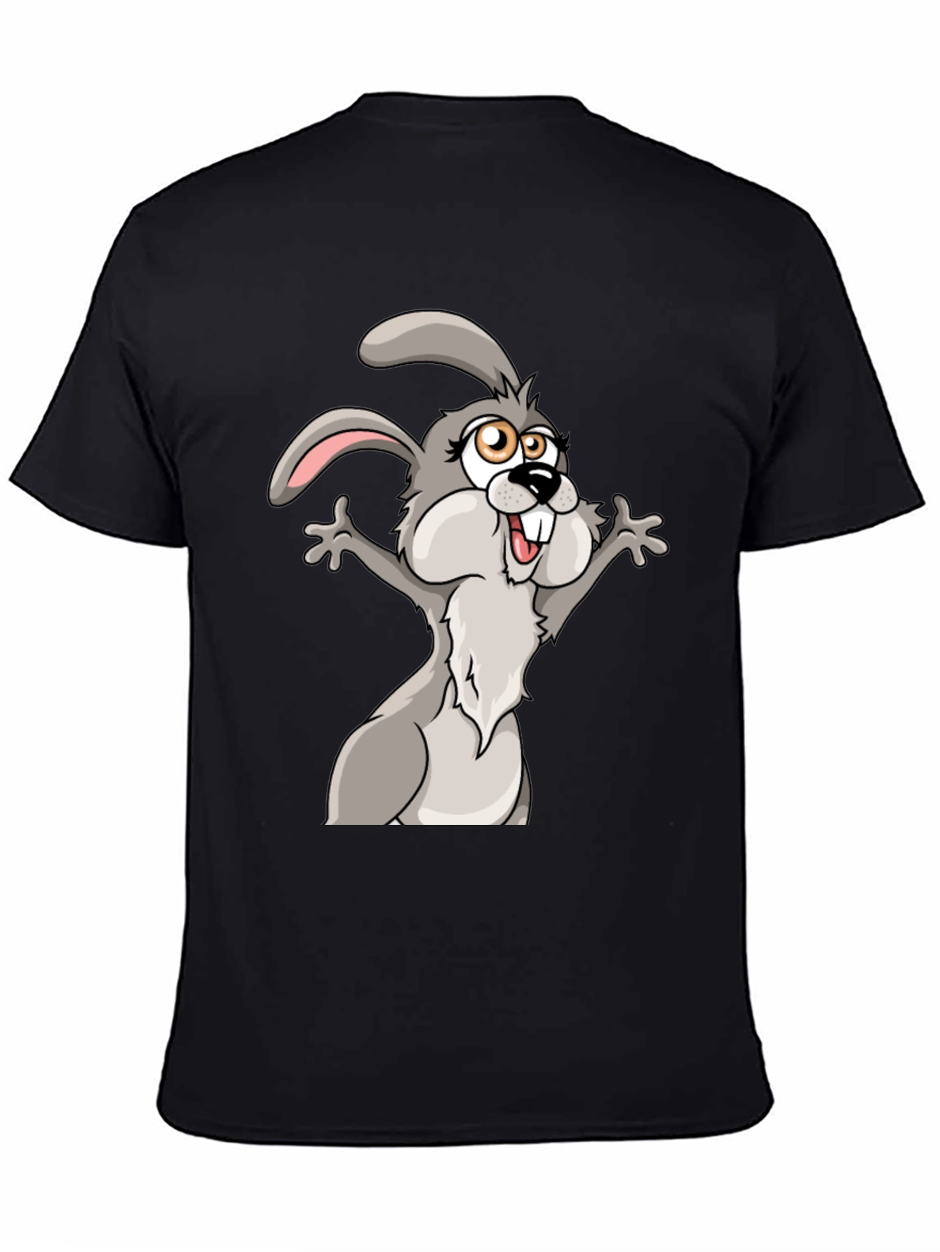 Funny Cartoon Bunny T-Shirt - Black