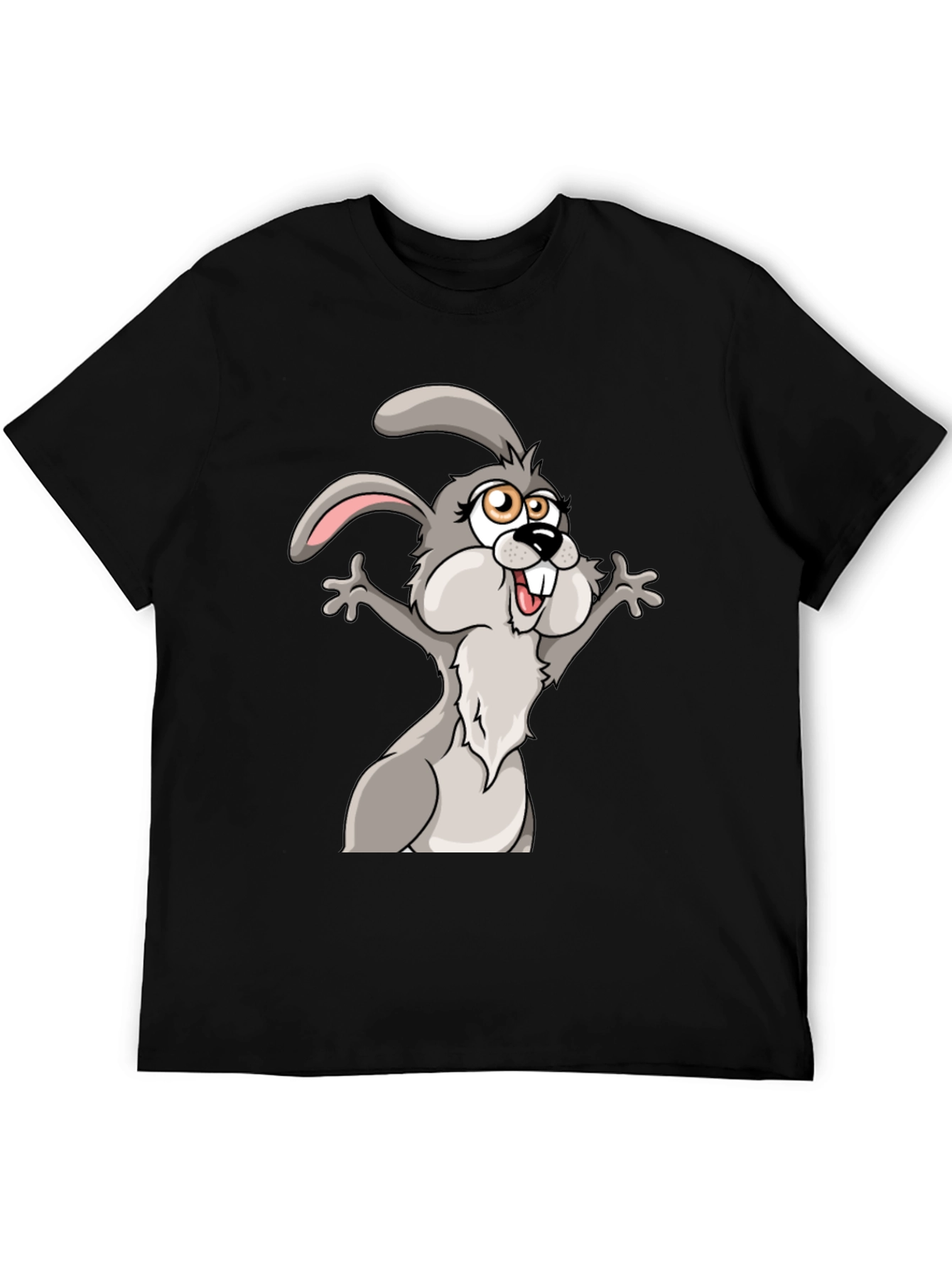 Funny Cartoon Bunny T-Shirt - Black