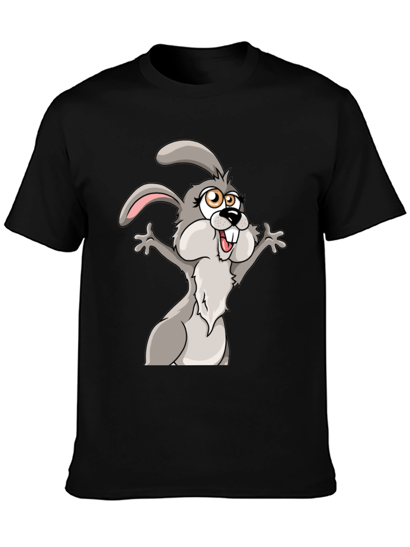 Funny Cartoon Bunny T-Shirt - Black
