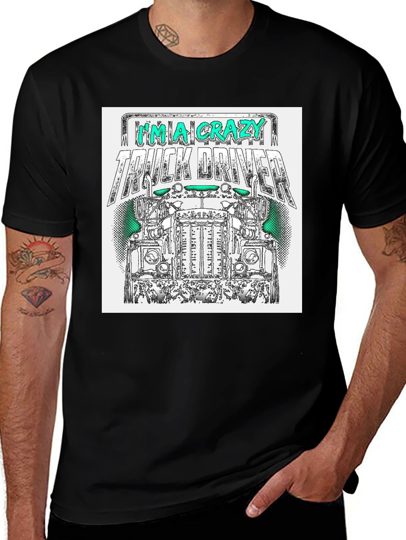 Crazy Truck Driver T-Shirt - Mens Black Tee