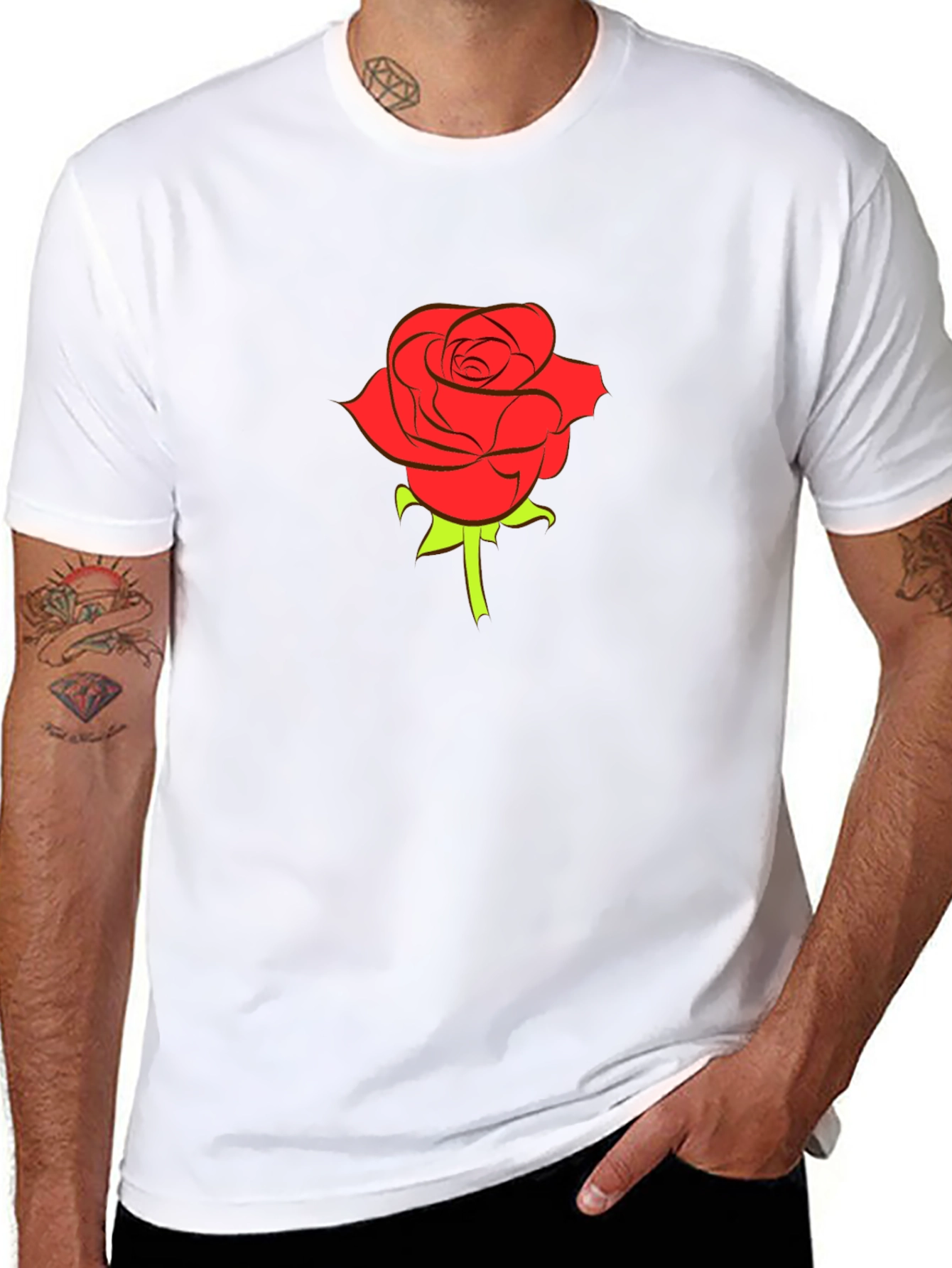Black Rose Graphic Tee - Stylish Menswear