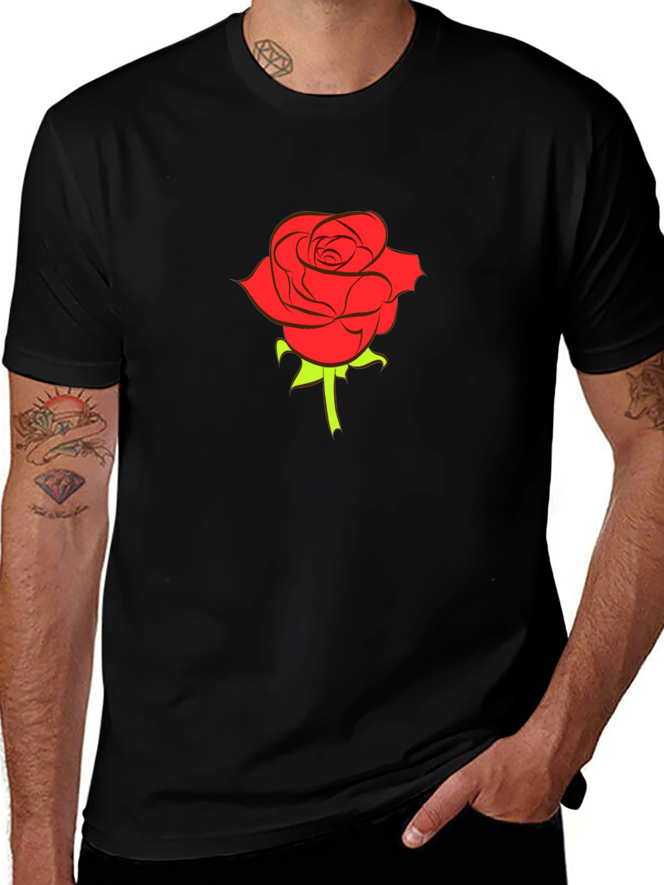 Black Rose Graphic Tee - Stylish Menswear