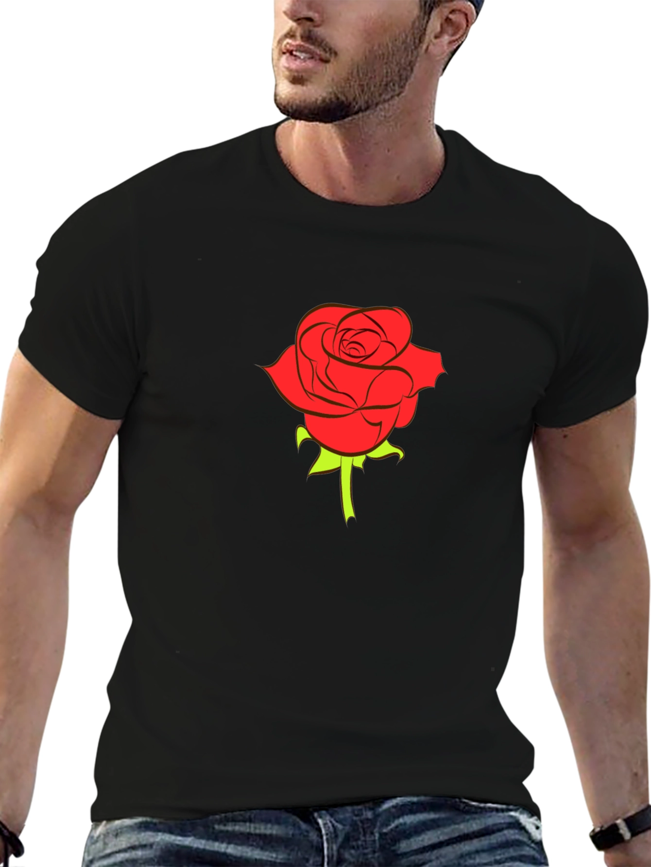 Black Rose Graphic Tee - Stylish Menswear