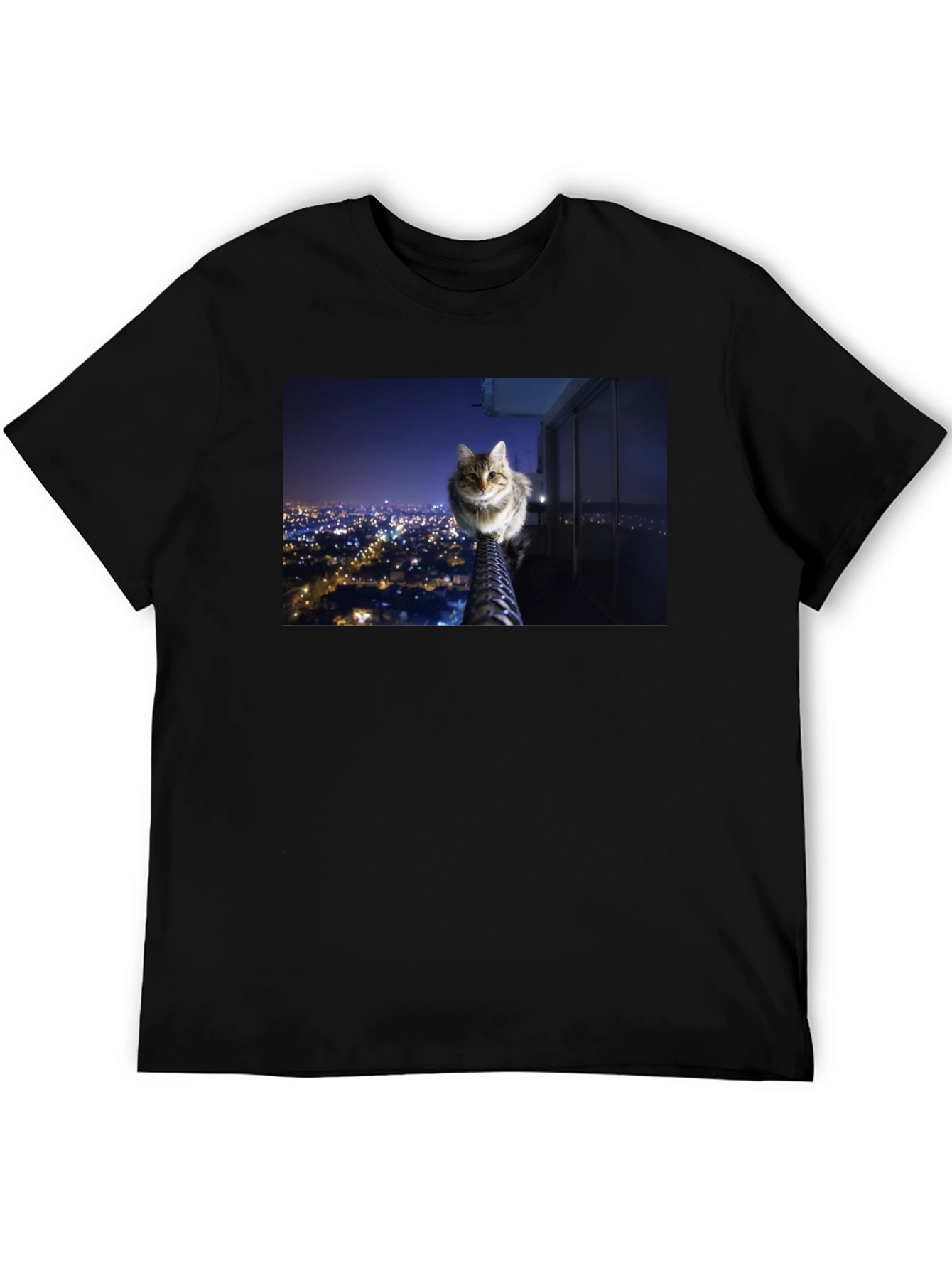 Cat on City View T-Shirt