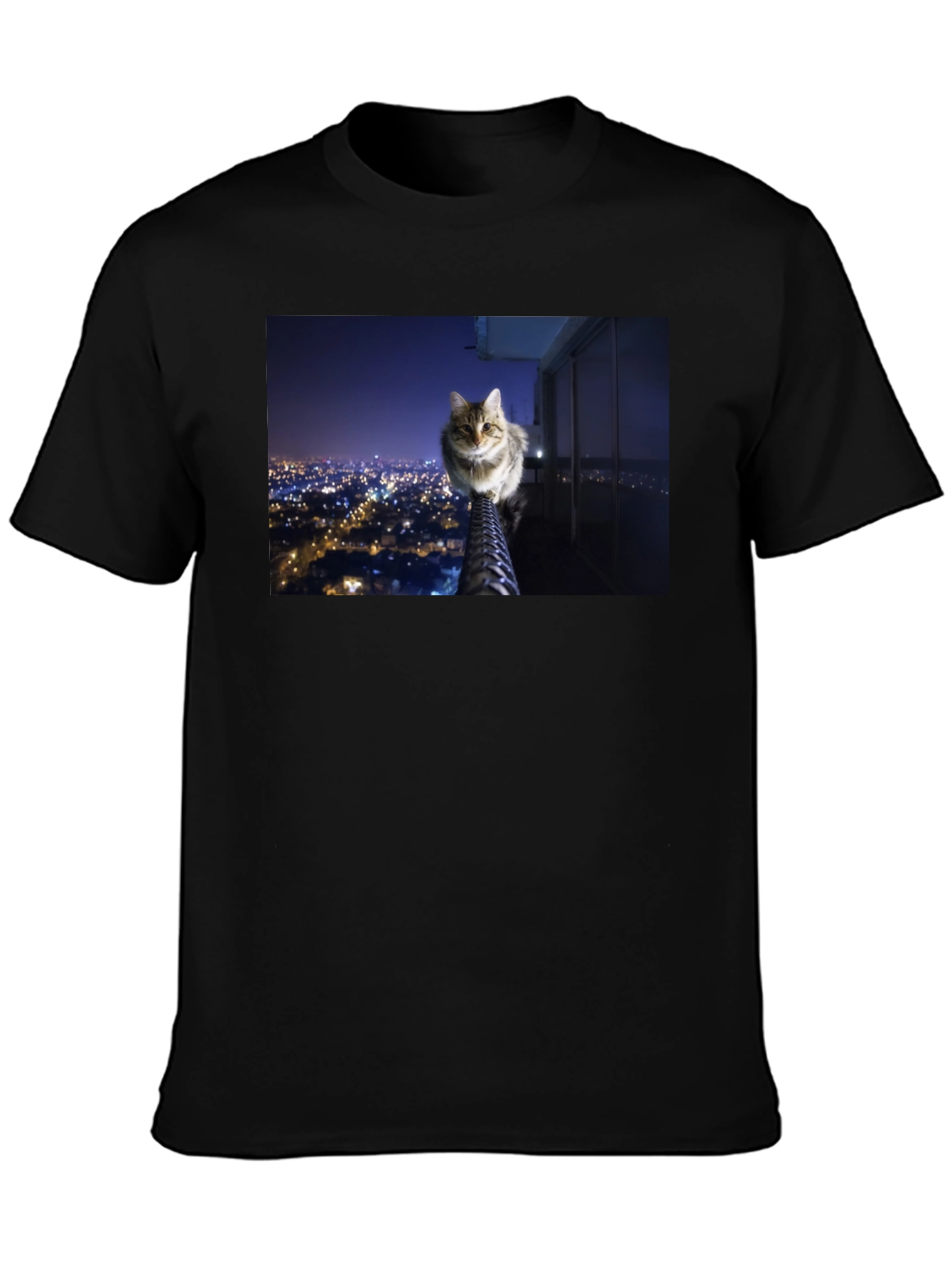 Cat on City View T-Shirt