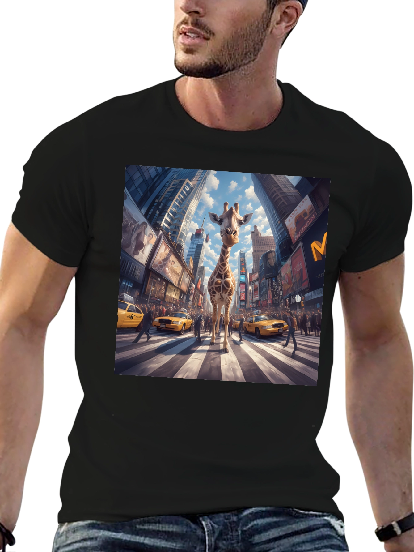 Giraffe in Times Square Black Tee