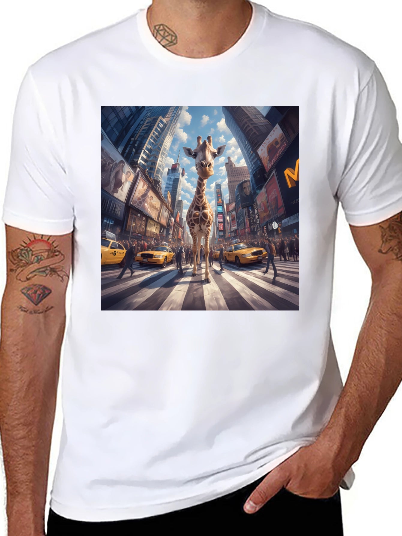 Giraffe in Times Square Black Tee