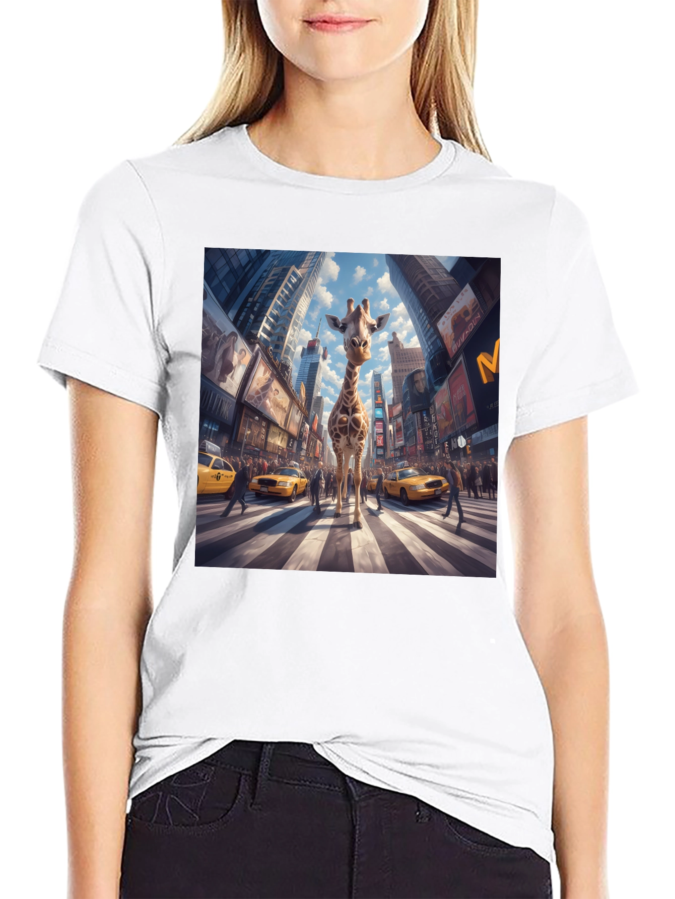 Giraffe in Times Square Black Tee