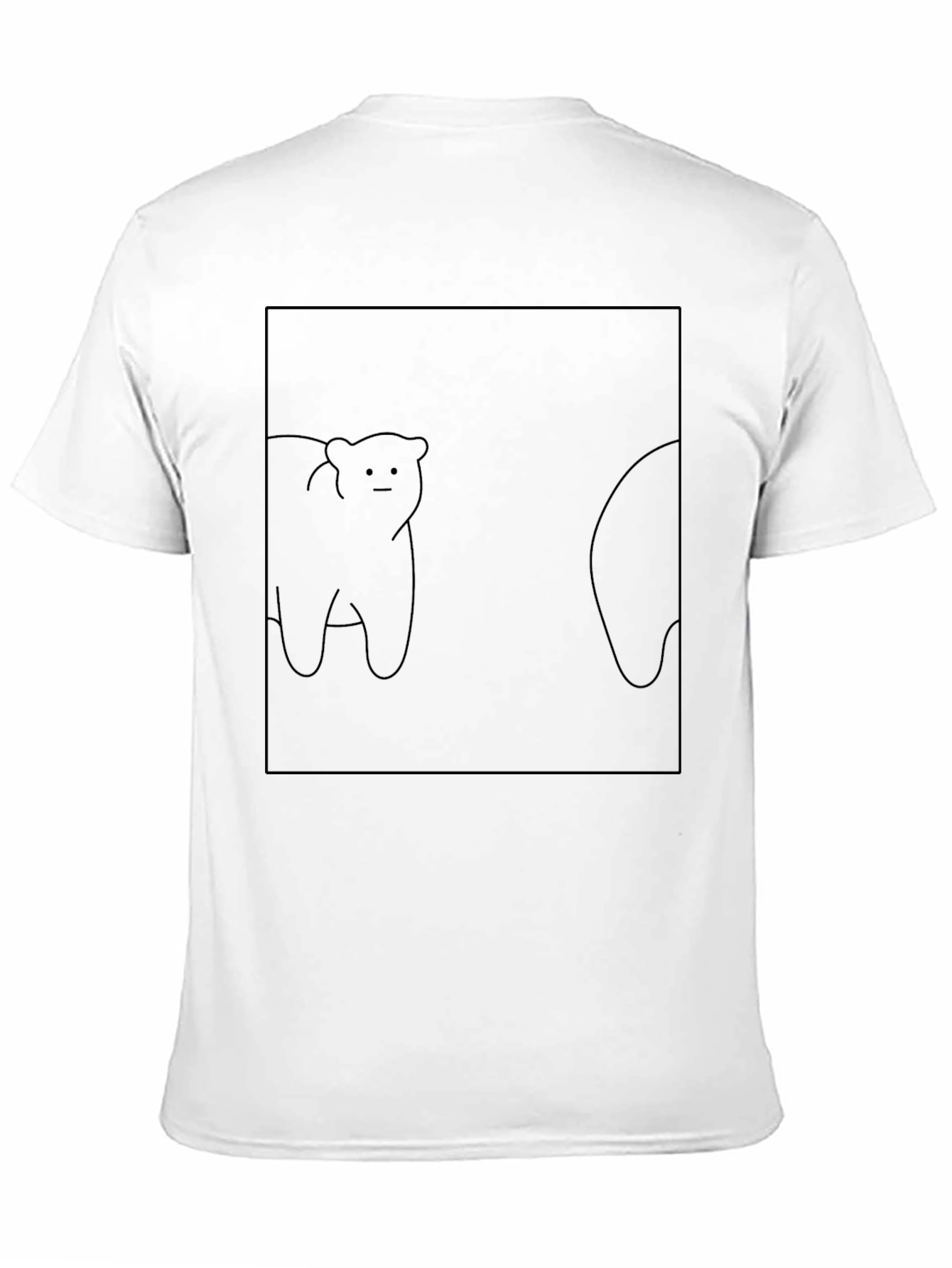 Minimalist Bear Line Art Black T-Shirt