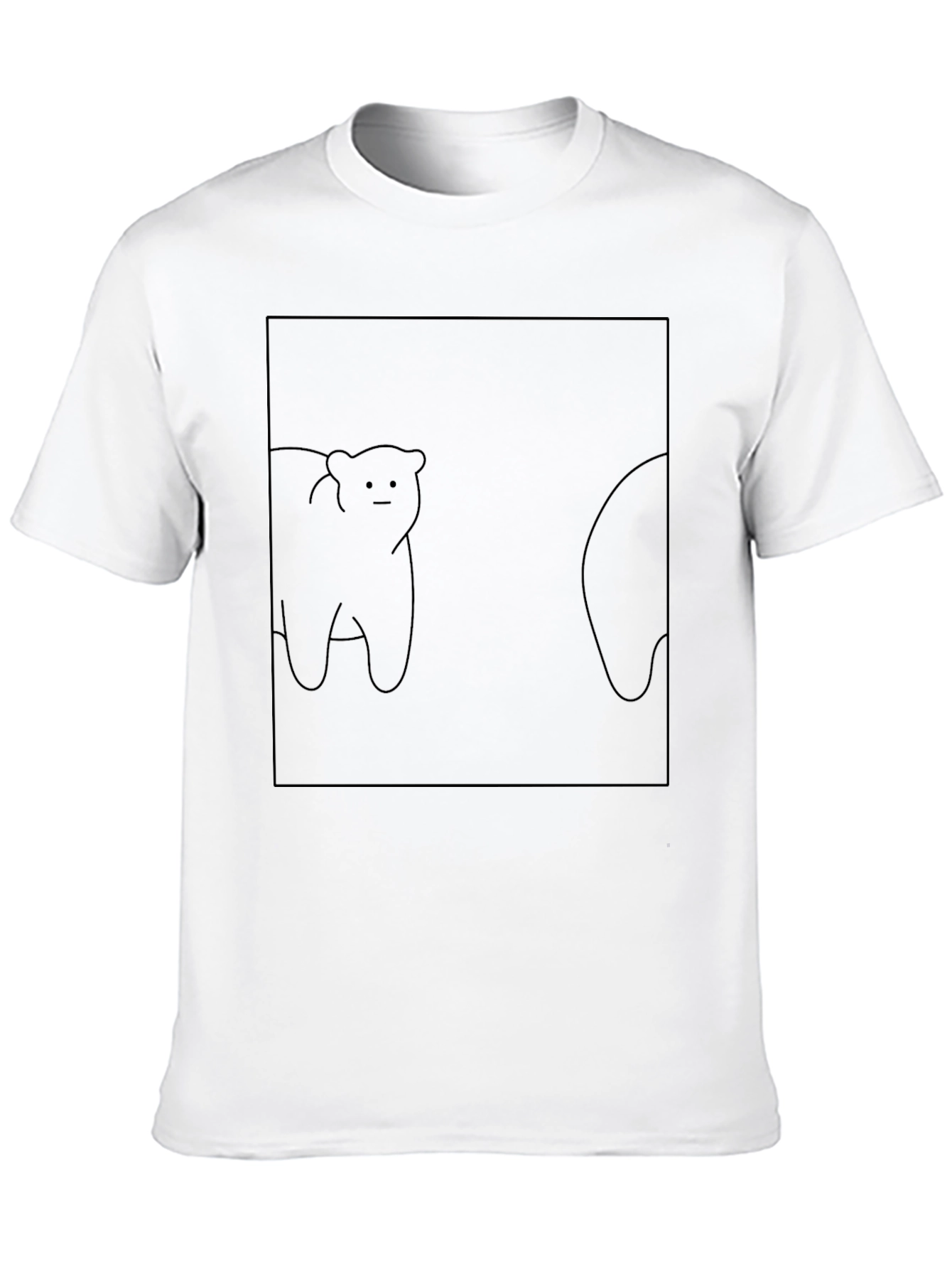 Minimalist Bear Line Art Black T-Shirt