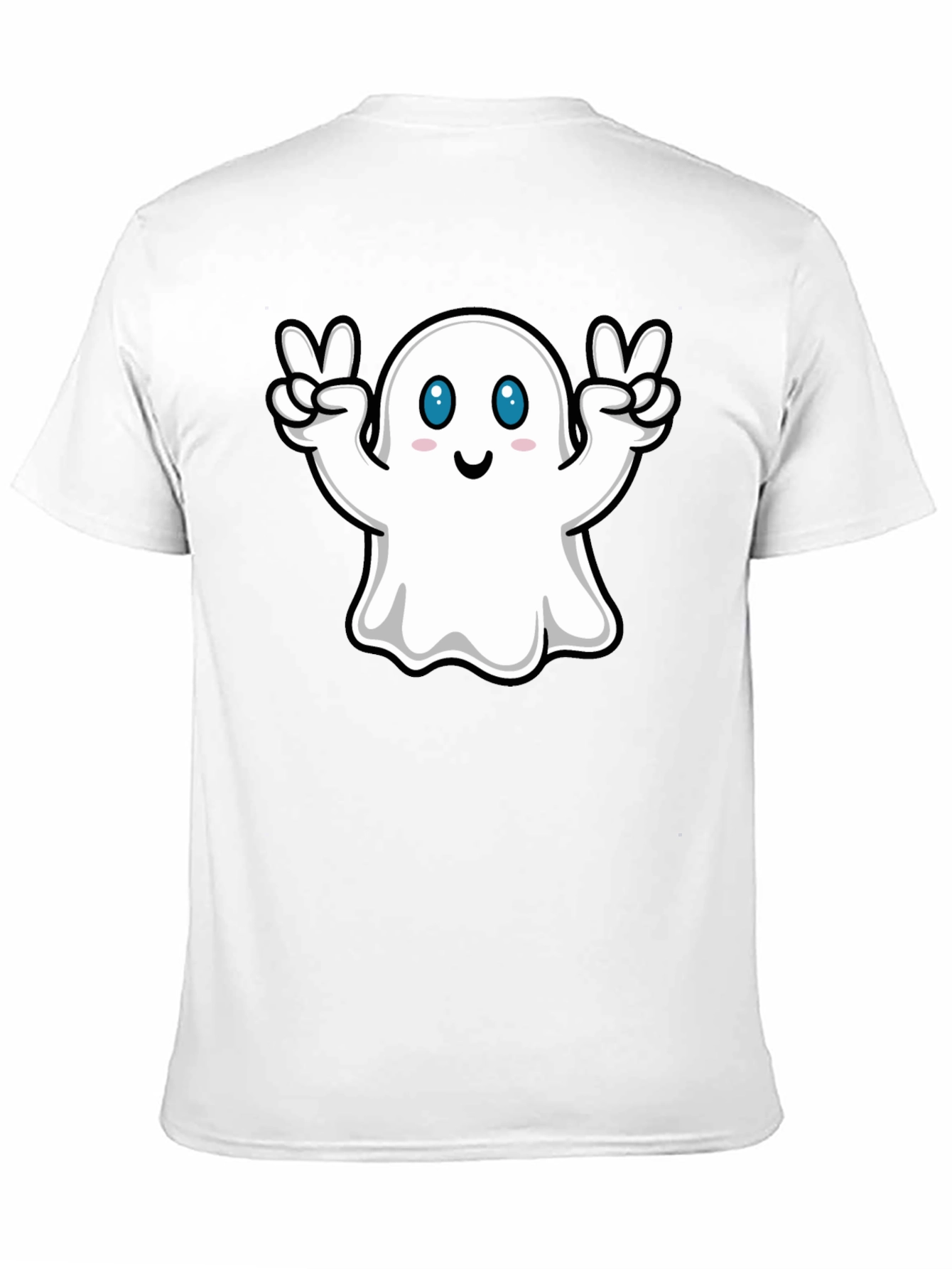 Cute Ghost Peace Sign Black T-Shirt
