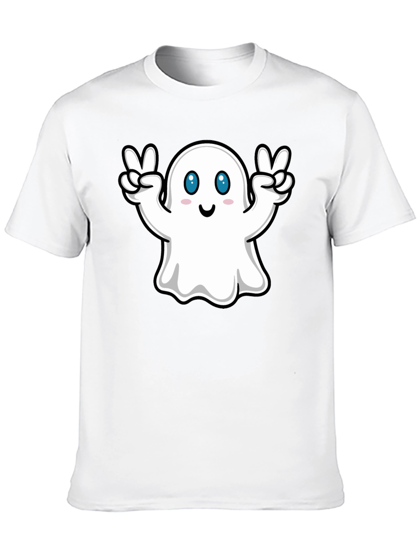 Cute Ghost Peace Sign Black T-Shirt
