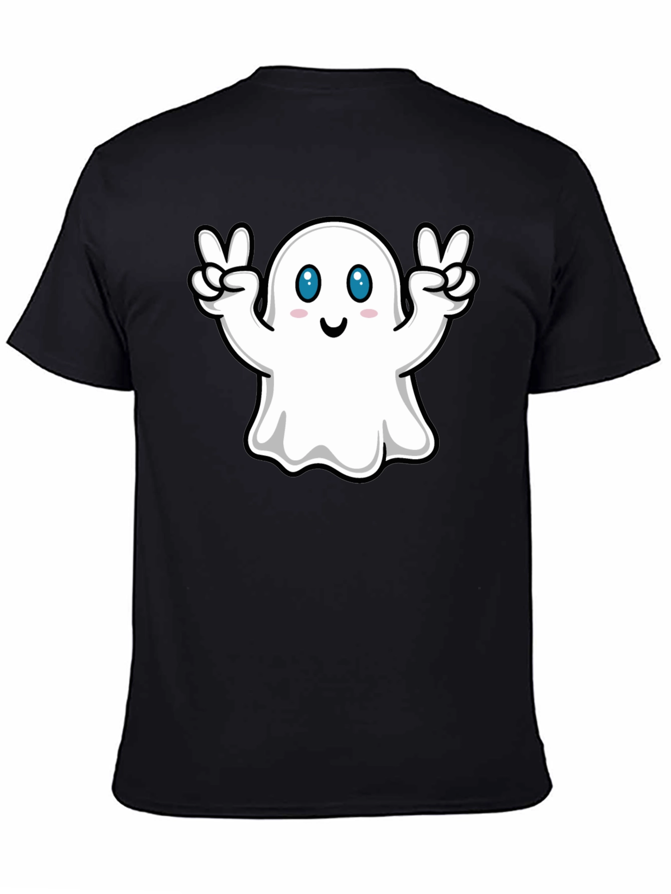 Cute Ghost Peace Sign Black T-Shirt