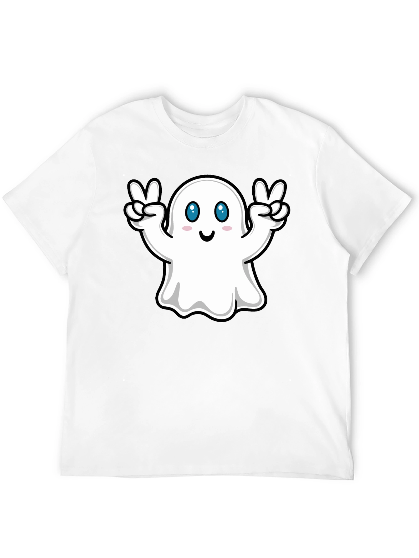 Cute Ghost Peace Sign Black T-Shirt