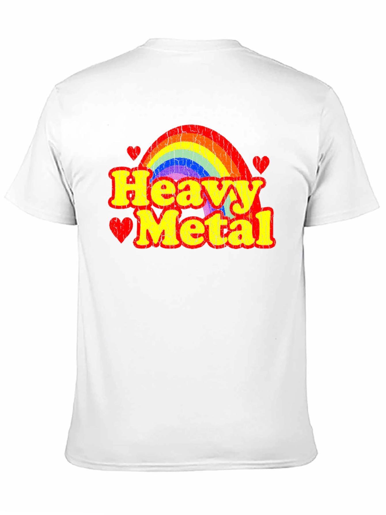 Heavy Metal Rainbow Heart Graphic T-Shirt