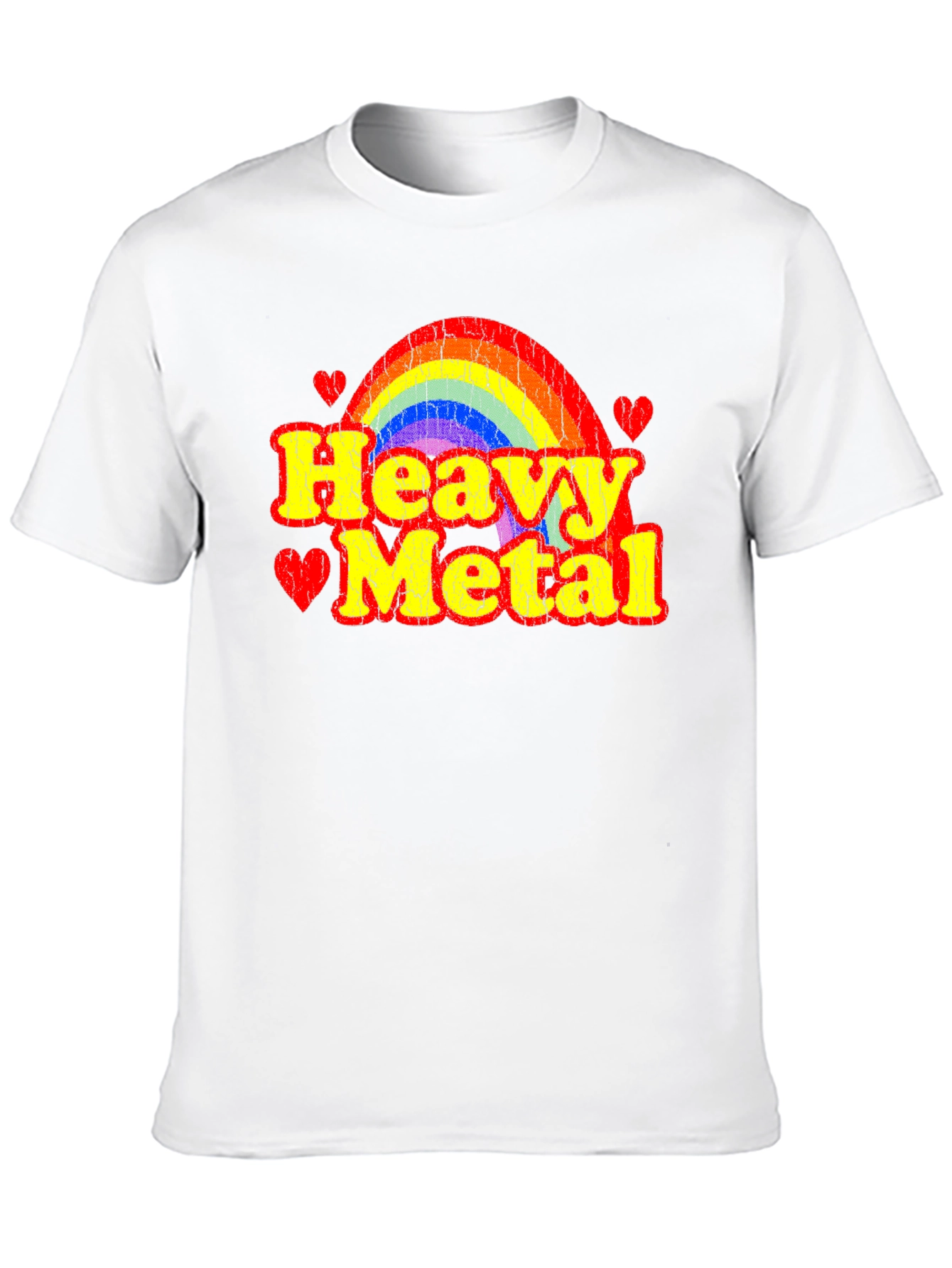 Heavy Metal Rainbow Heart Graphic T-Shirt