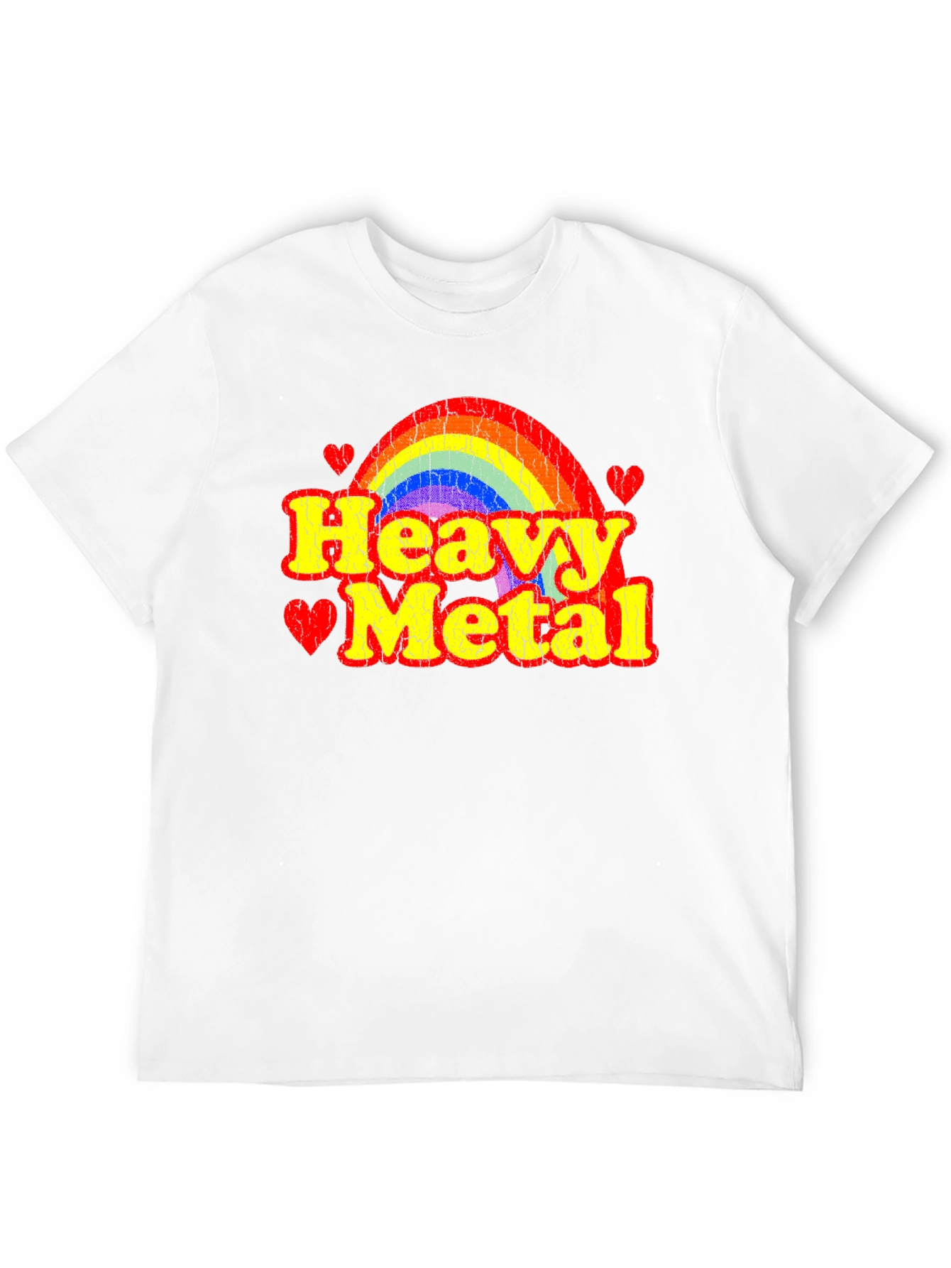 Heavy Metal Rainbow Heart Graphic T-Shirt