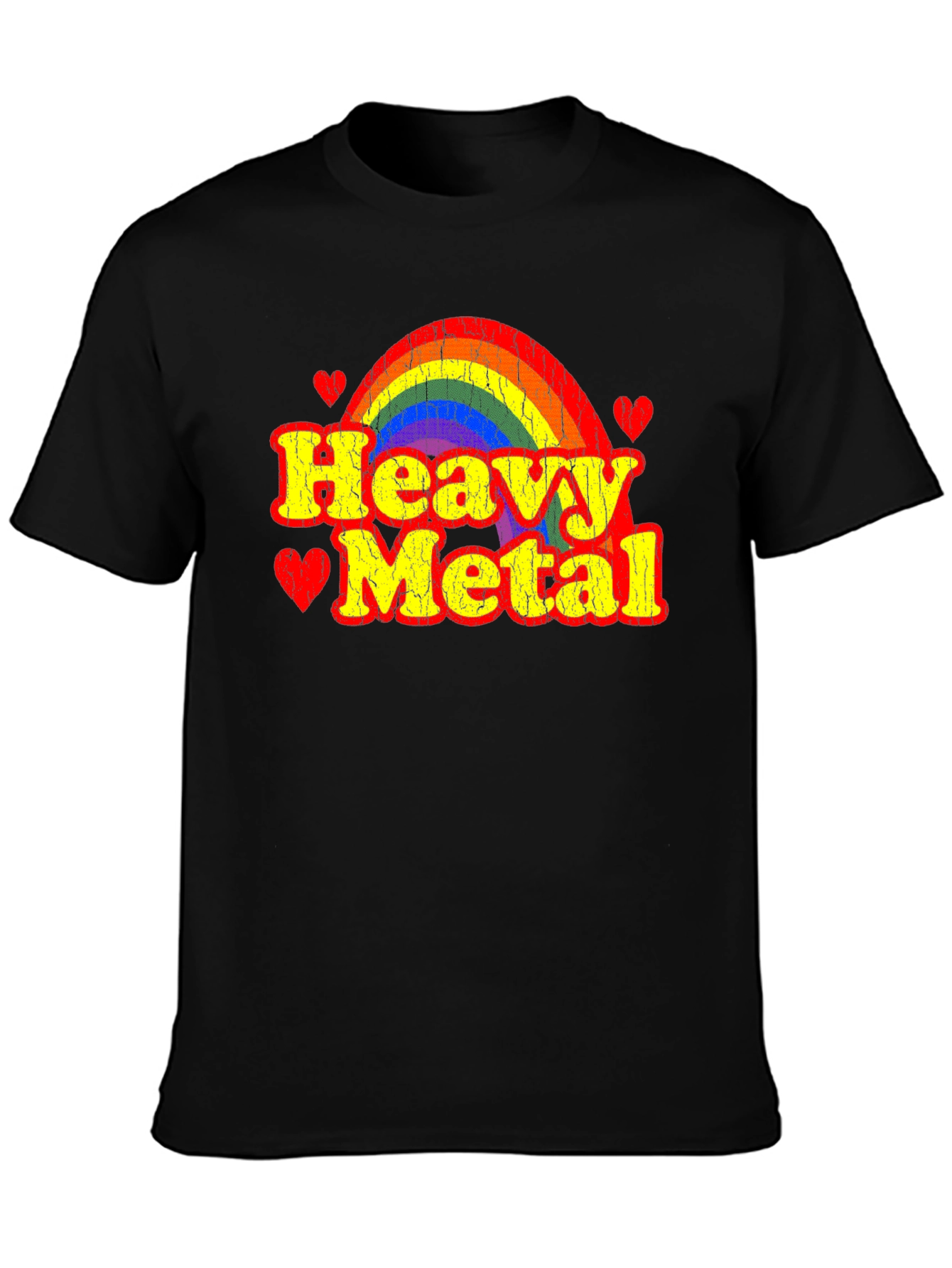 Heavy Metal Rainbow Heart Graphic T-Shirt