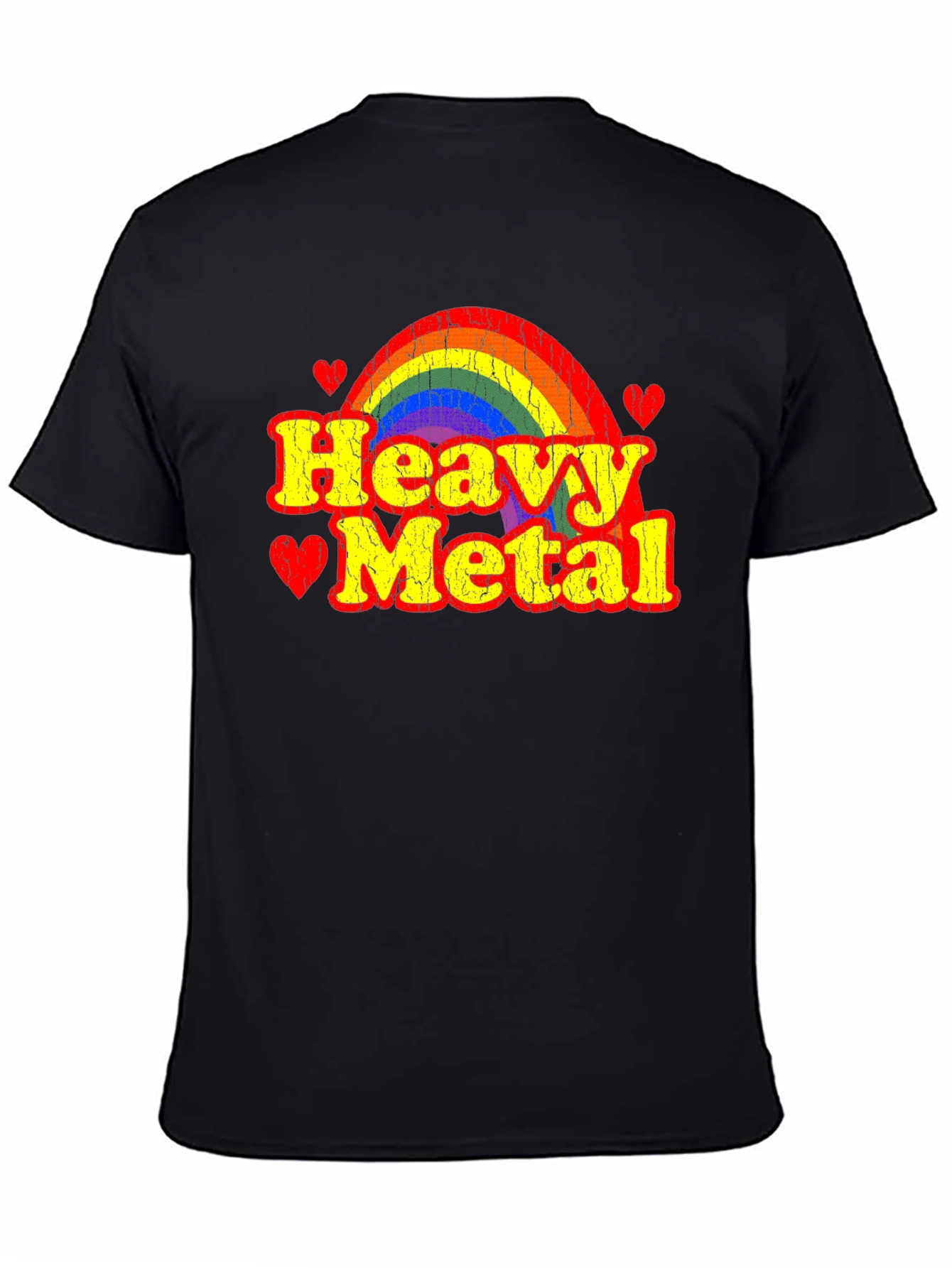Heavy Metal Rainbow Heart Graphic T-Shirt