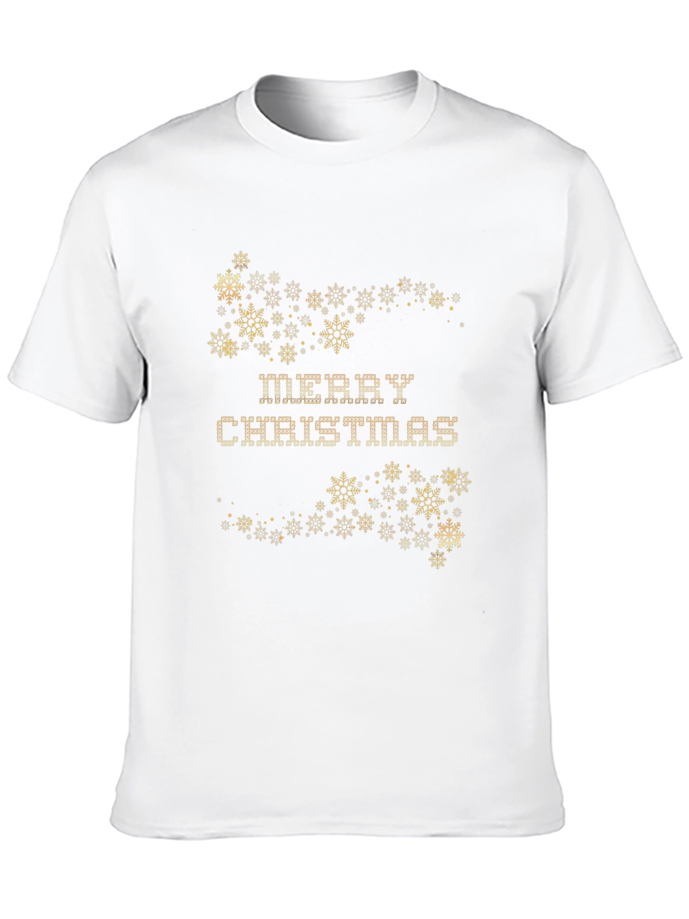 Festive Merry Christmas Snowflake Graphic Tee - Black