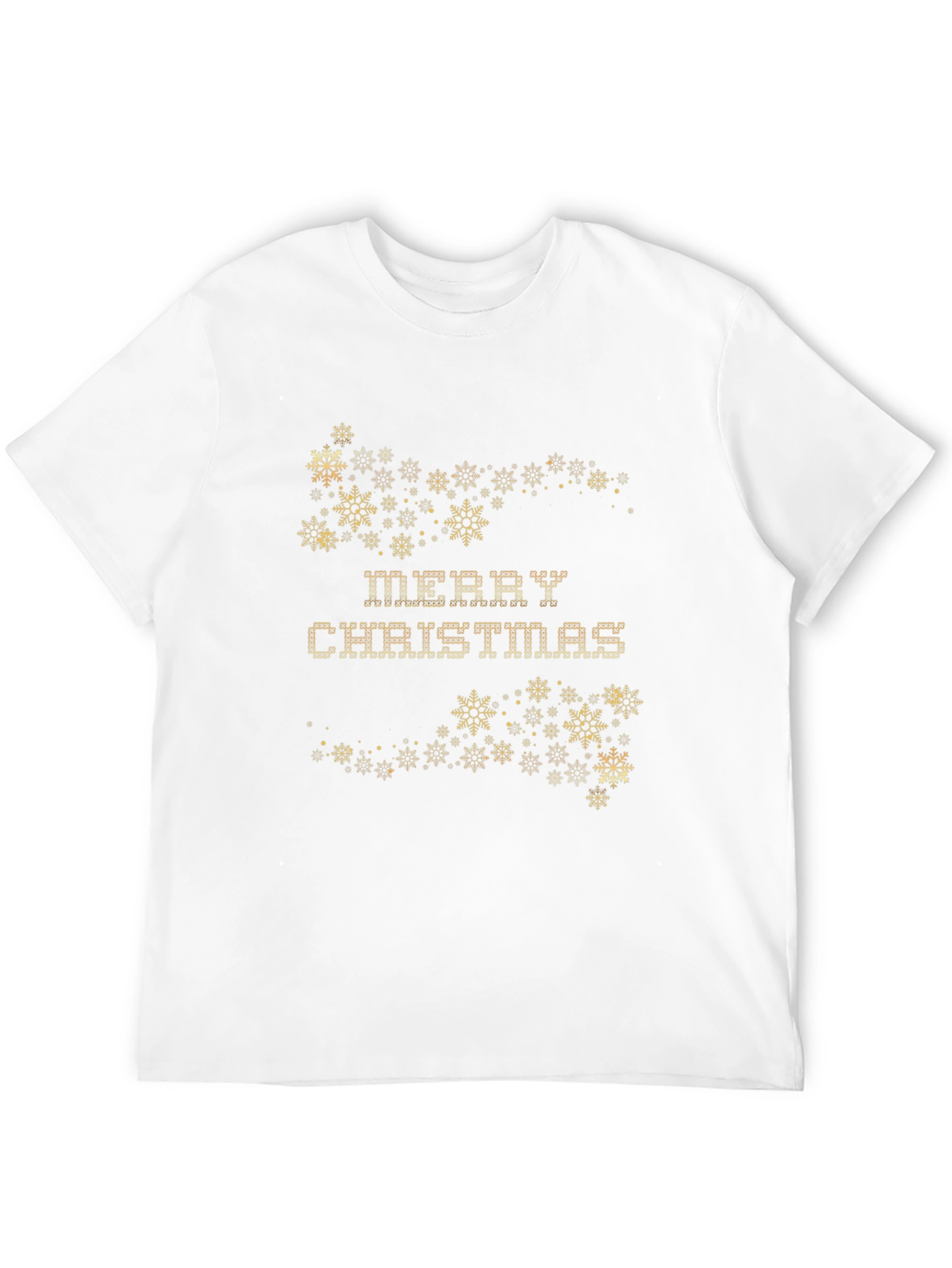 Festive Merry Christmas Snowflake Graphic Tee - Black