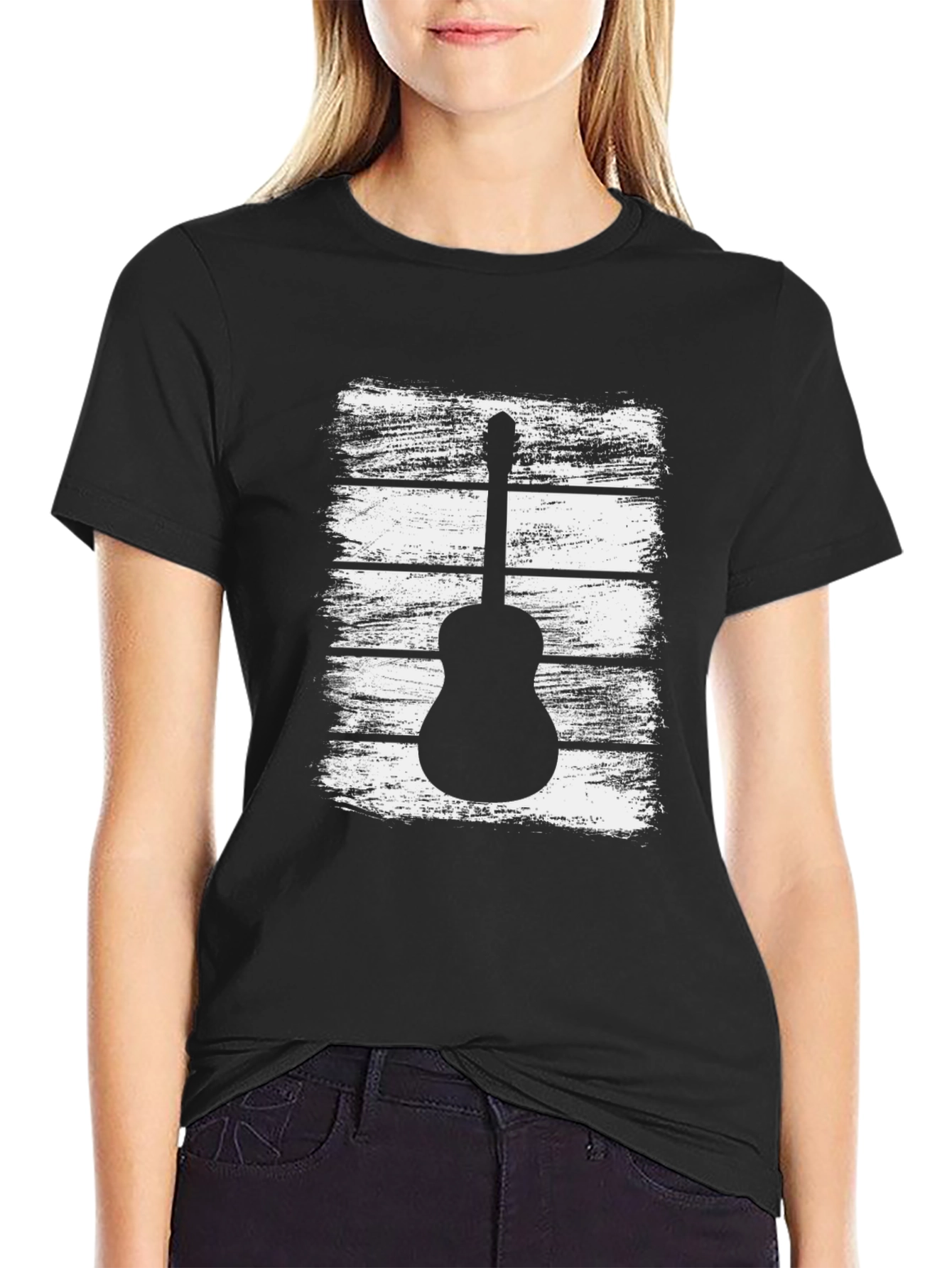Guitar Graphic Tee - Black Cotton Comfort